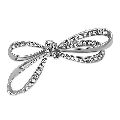 LO2890 - Imitation Rhodium White Metal Brooches with Top Grade Crystal in Clear