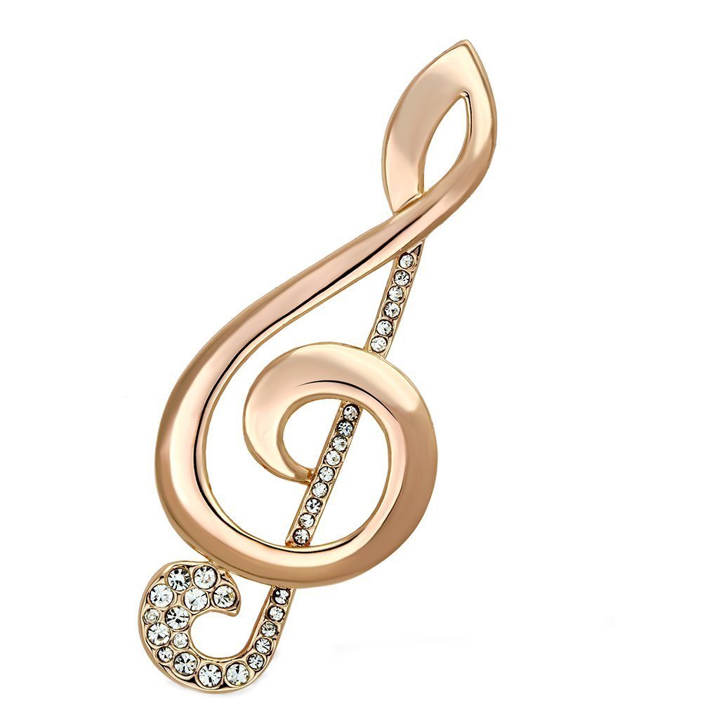 LO2893 - Flash Rose Gold White Metal Brooches with Top Grade Crystal in Clear