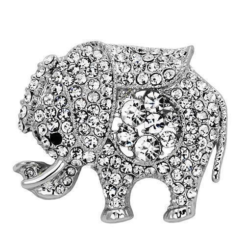 LO2803 - Imitation Rhodium White Metal Brooches with Top Grade Crystal in Clear