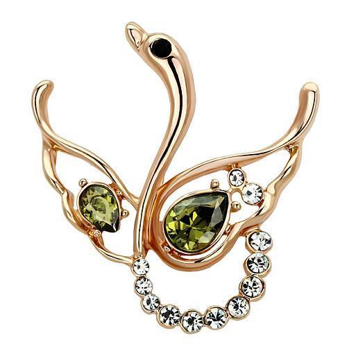 LO2816 - Flash Gold White Metal Brooches with Top Grade Crystal in Olivine color