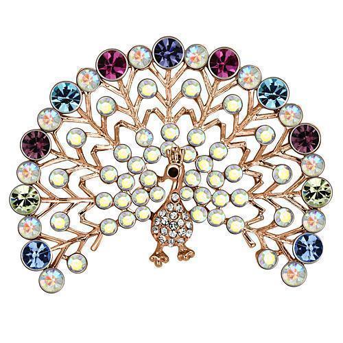 LO2849 - Flash Rose Gold White Metal Brooches with Top Grade Crystal in Multi Color