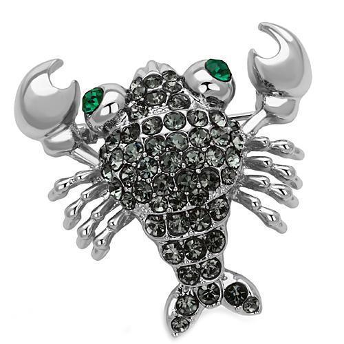 LO2850 - Imitation Rhodium White Metal Brooches with Top Grade Crystal in Emerald