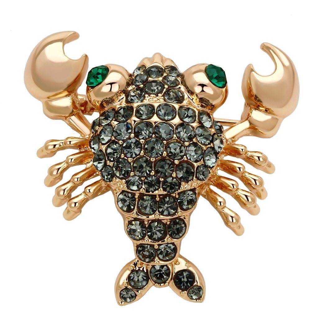 LO2851 - Flash Rose Gold White Metal Brooches with Top Grade Crystal in Emerald