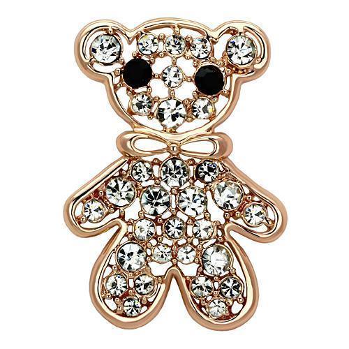 LO2792 - Flash Rose Gold White Metal Brooches with Top Grade Crystal in Clear