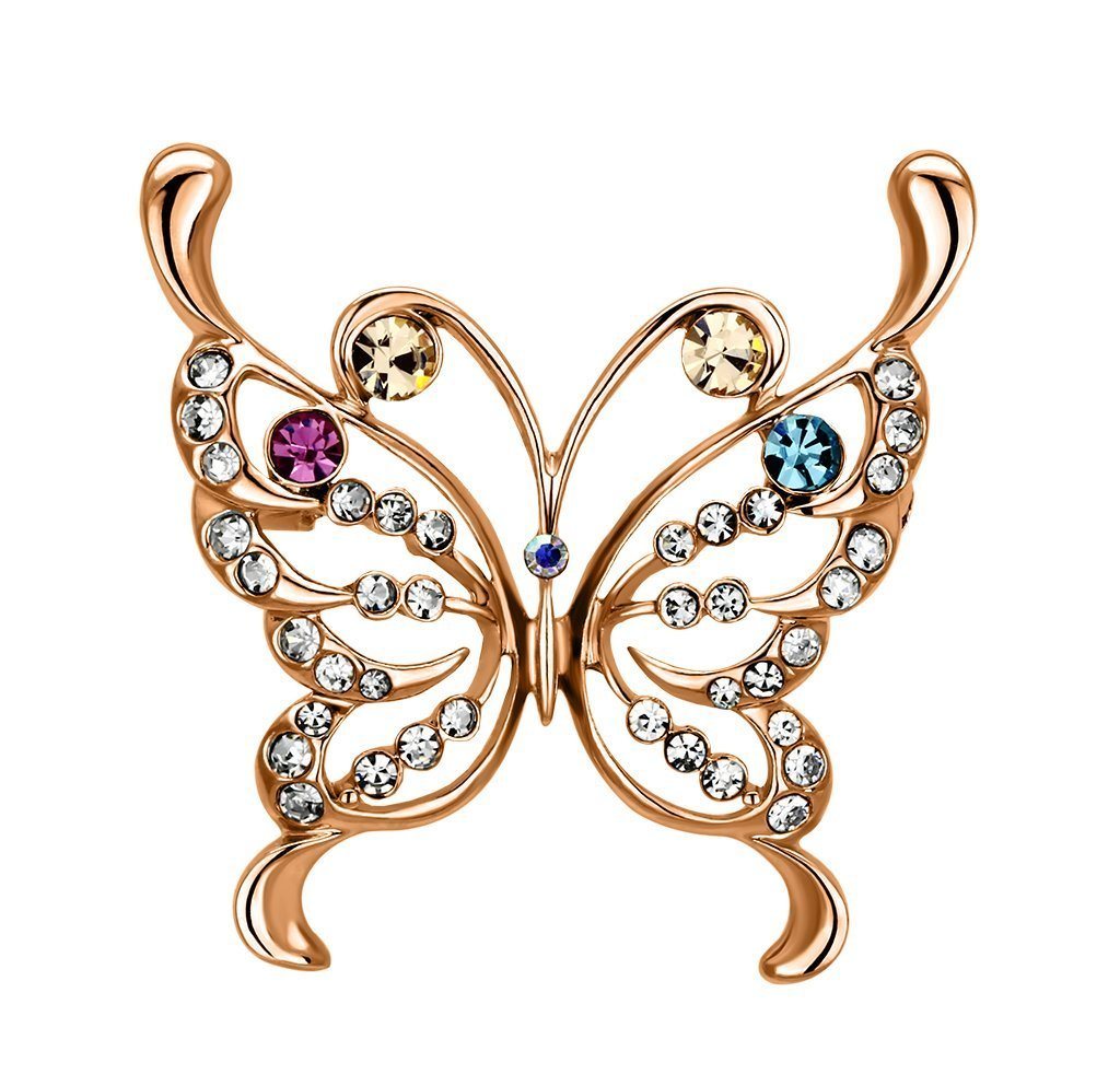 LO2793 - Imitation Rhodium White Metal Brooches with Top Grade Crystal in Multi Color