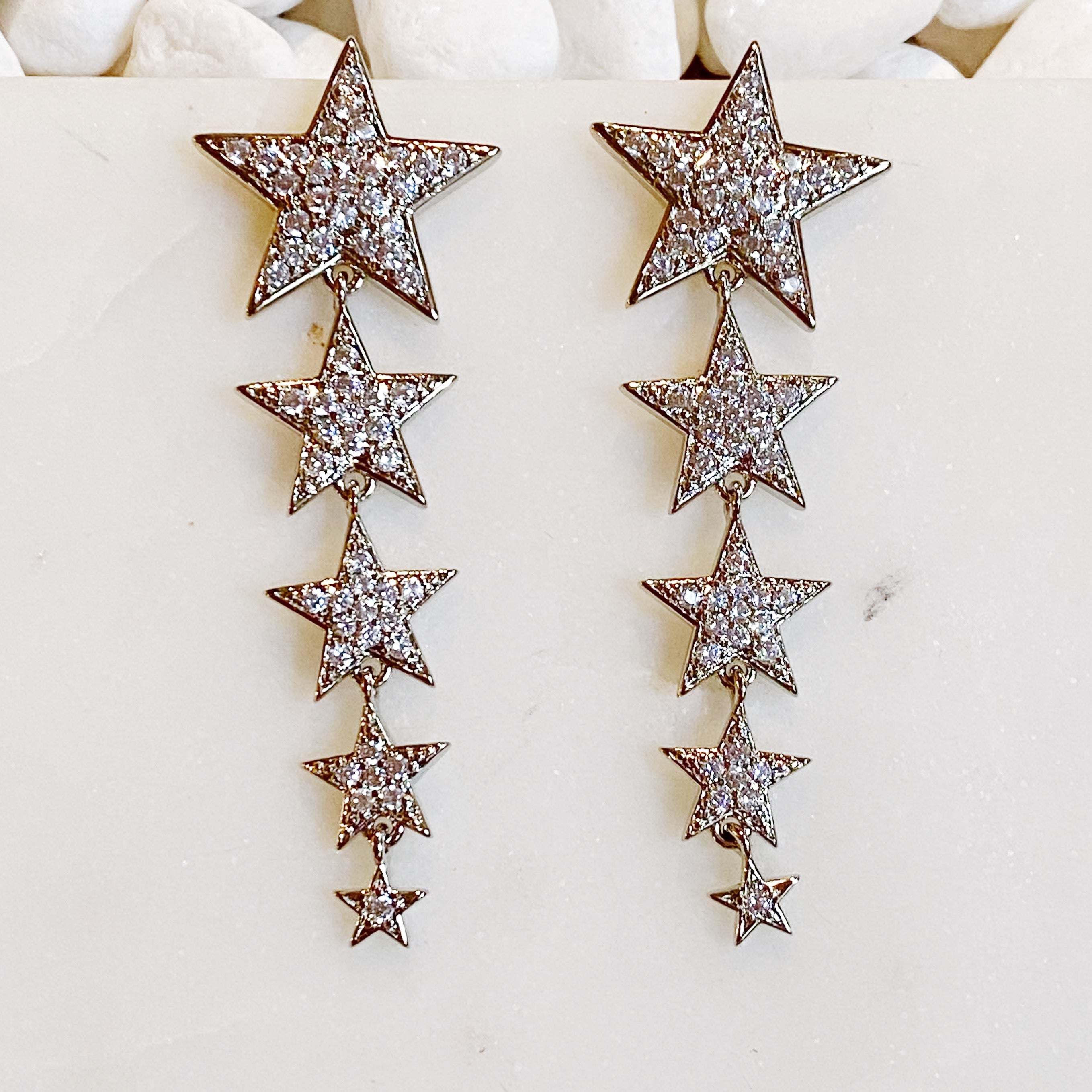 Five Stars Dangle Down Earrings