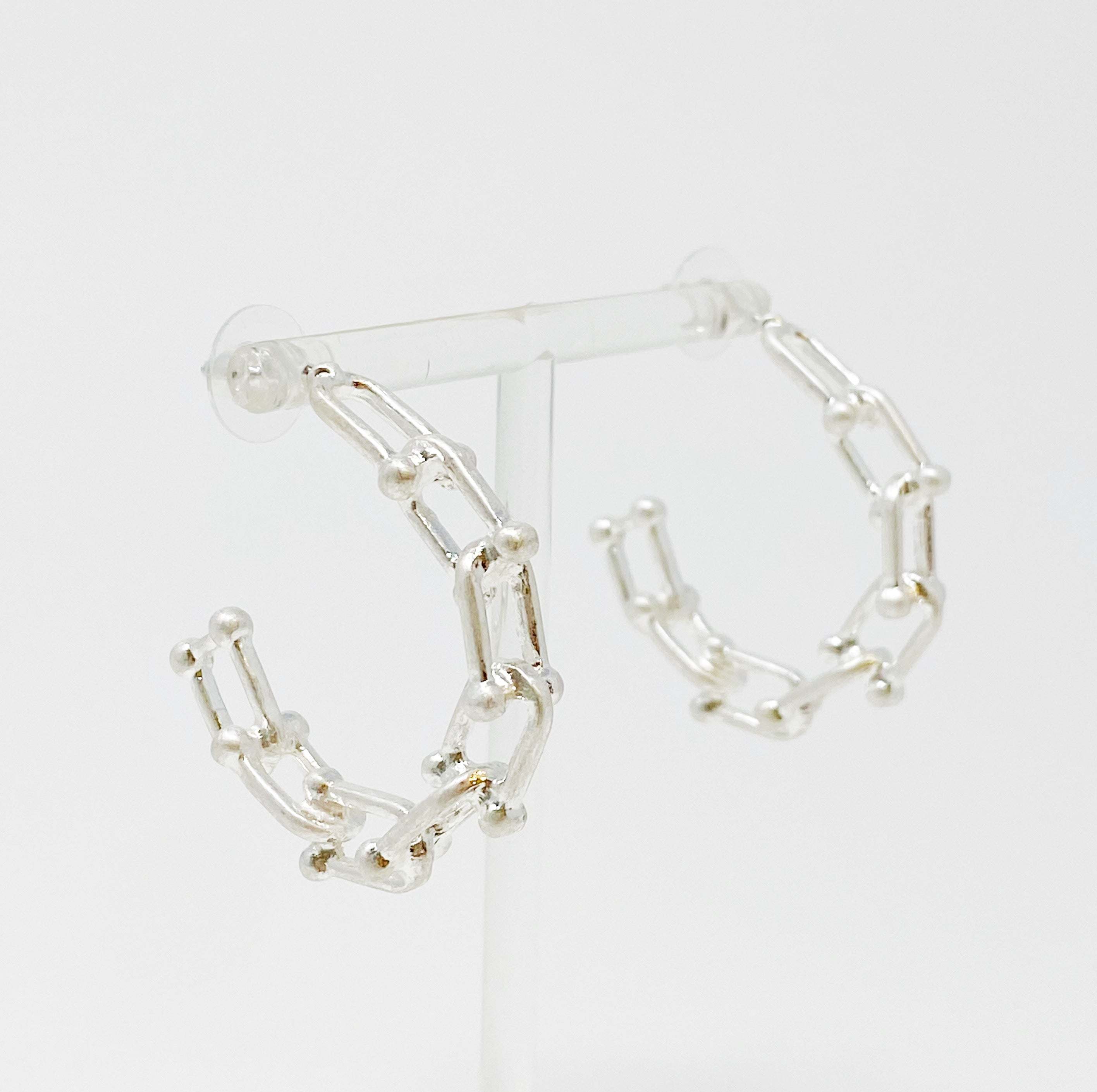 Chained Link Hoop Earrings