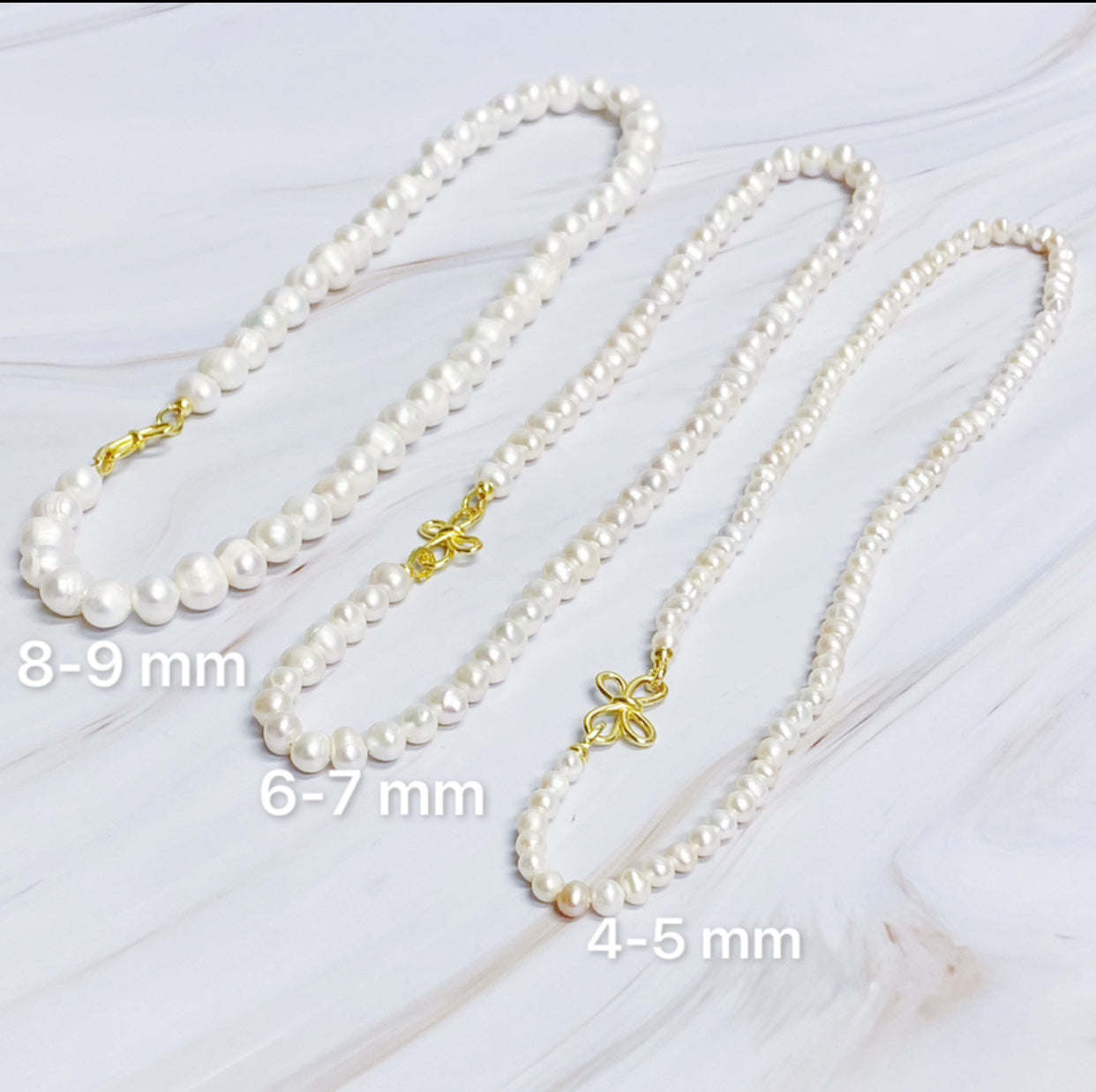 Clover Clasp Genuine Pearl Necklace