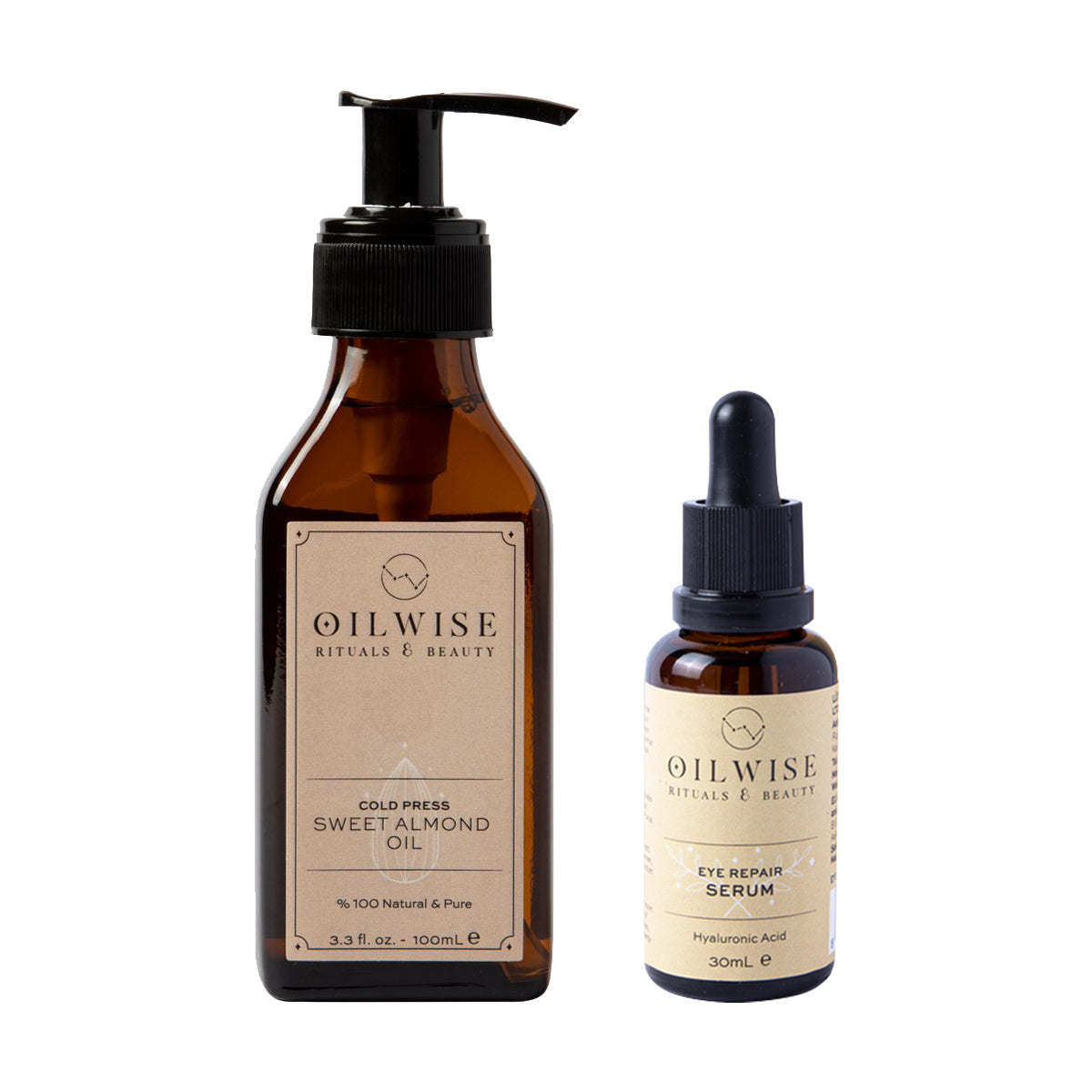 Oilwise Cold Pressed Sweet Almond Oil & Eye Repair Serum Set