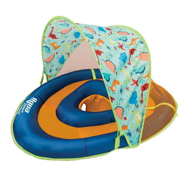 Grow-with-Me Baby Pool Float Boat for Infants, Blue Dino, 2 Toys Included