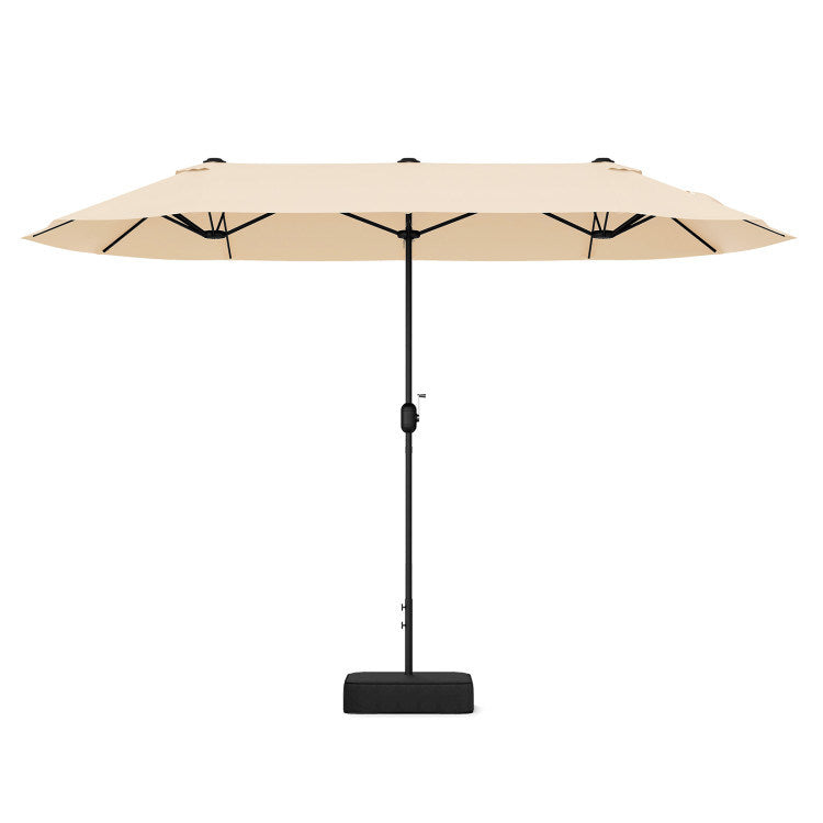 13 Feet Double-Sided Patio Twin Table Umbrella with Crank Handle