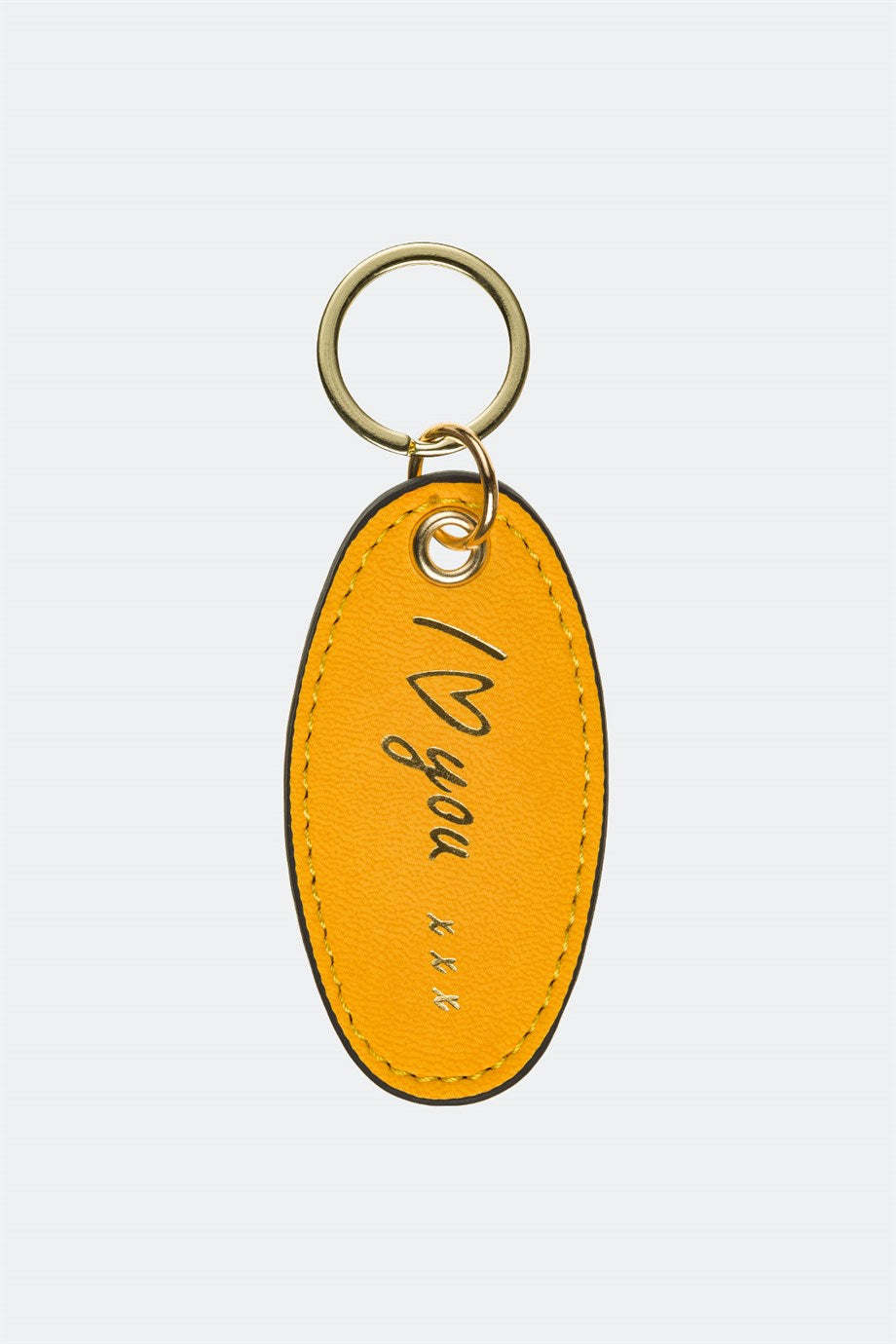 Case Look Leather Mustard Yellow Metal Keychain 02