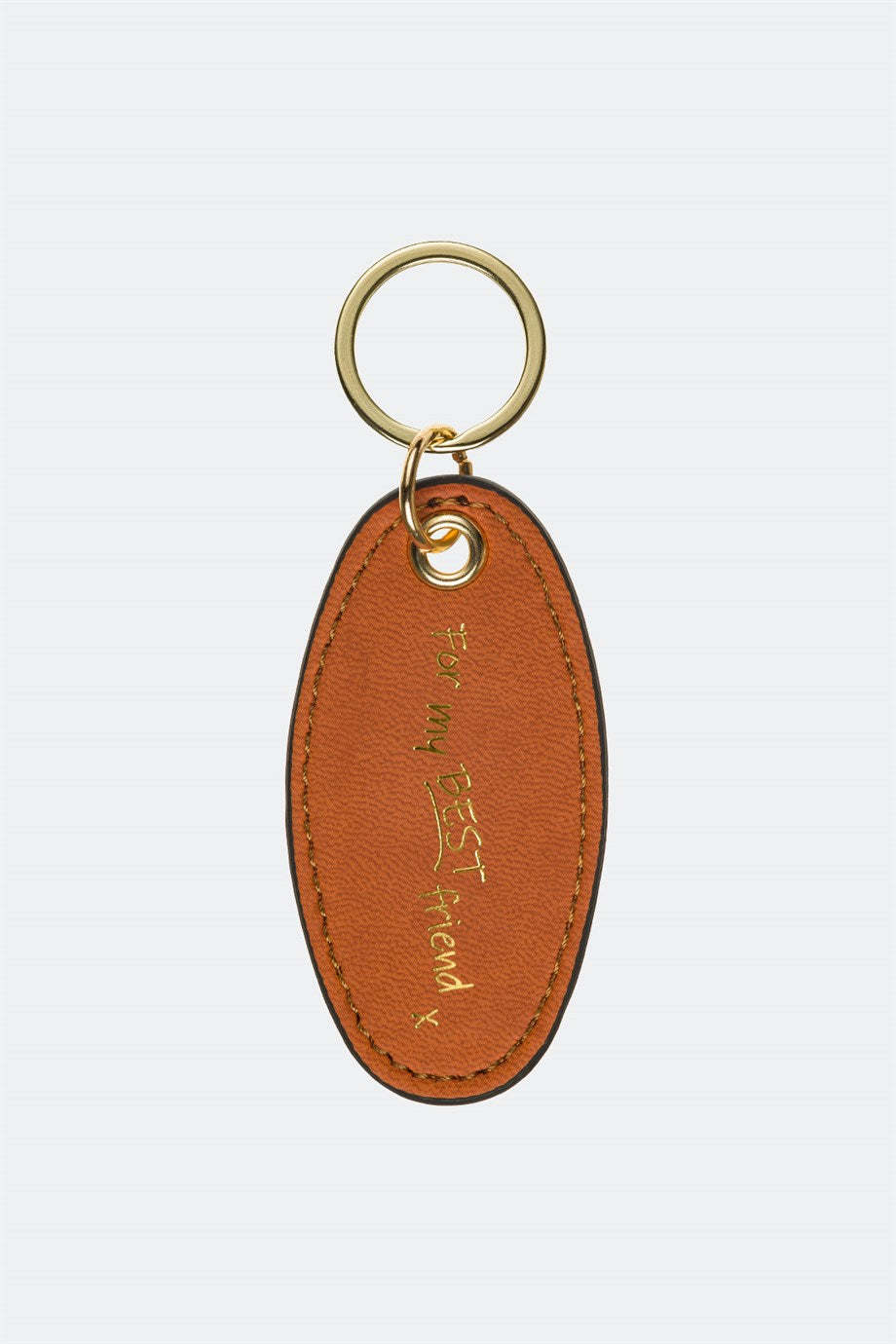 Case Look Leather Tan Metal Keychain 04