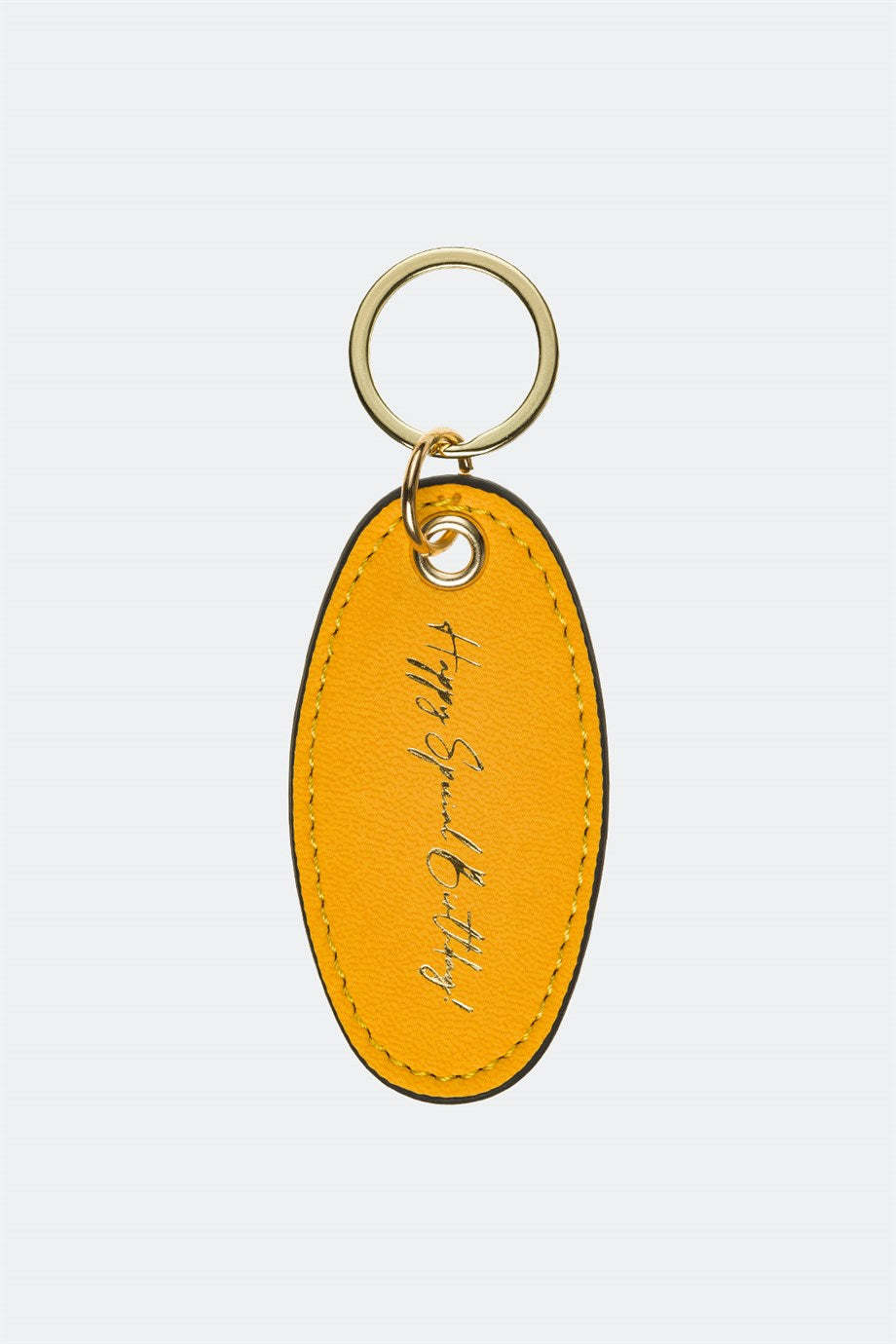 Case Look Leather Mustard Yellow Metal Keychain 01