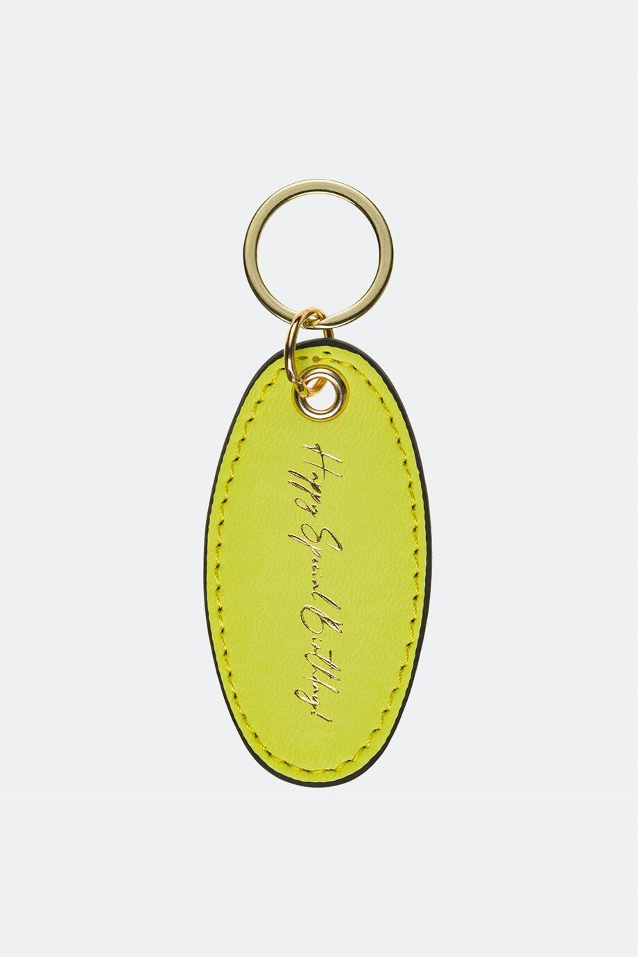 Case Look Leather Green Metal Keychain 01