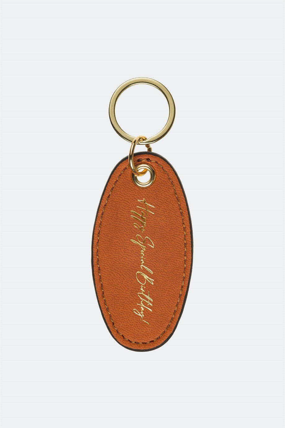 Case Look Leather Tan Metal Keychain 01