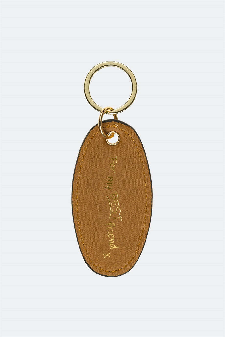 Case Look Leather Brown Metal Keychain 04