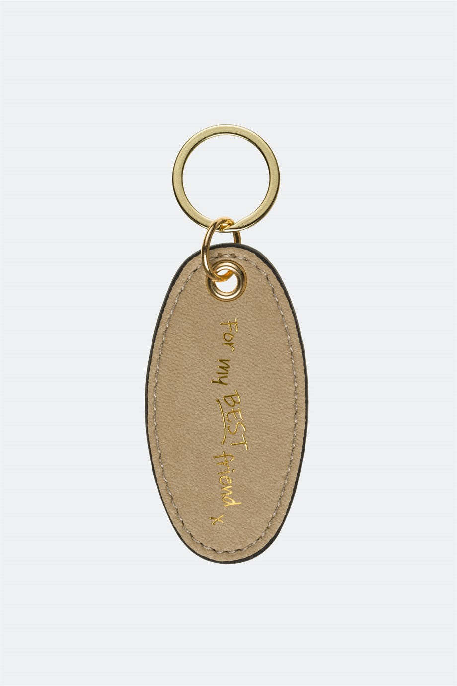 Case Look Leather Beige Metal Keychain 04