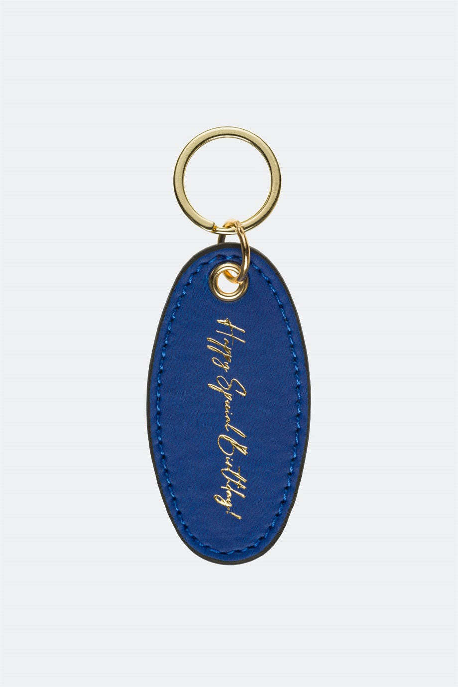 Case Look Leather Navy Blue Metal Keychain 01