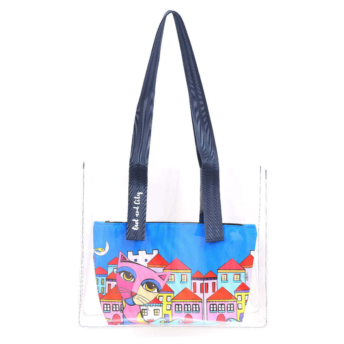 Biggdesign Owl And City Transparent Shopping and Beach Bag