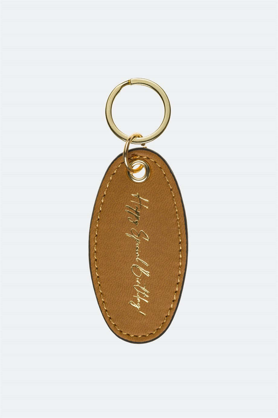 Case Look Leather Brown Metal Keychain 01