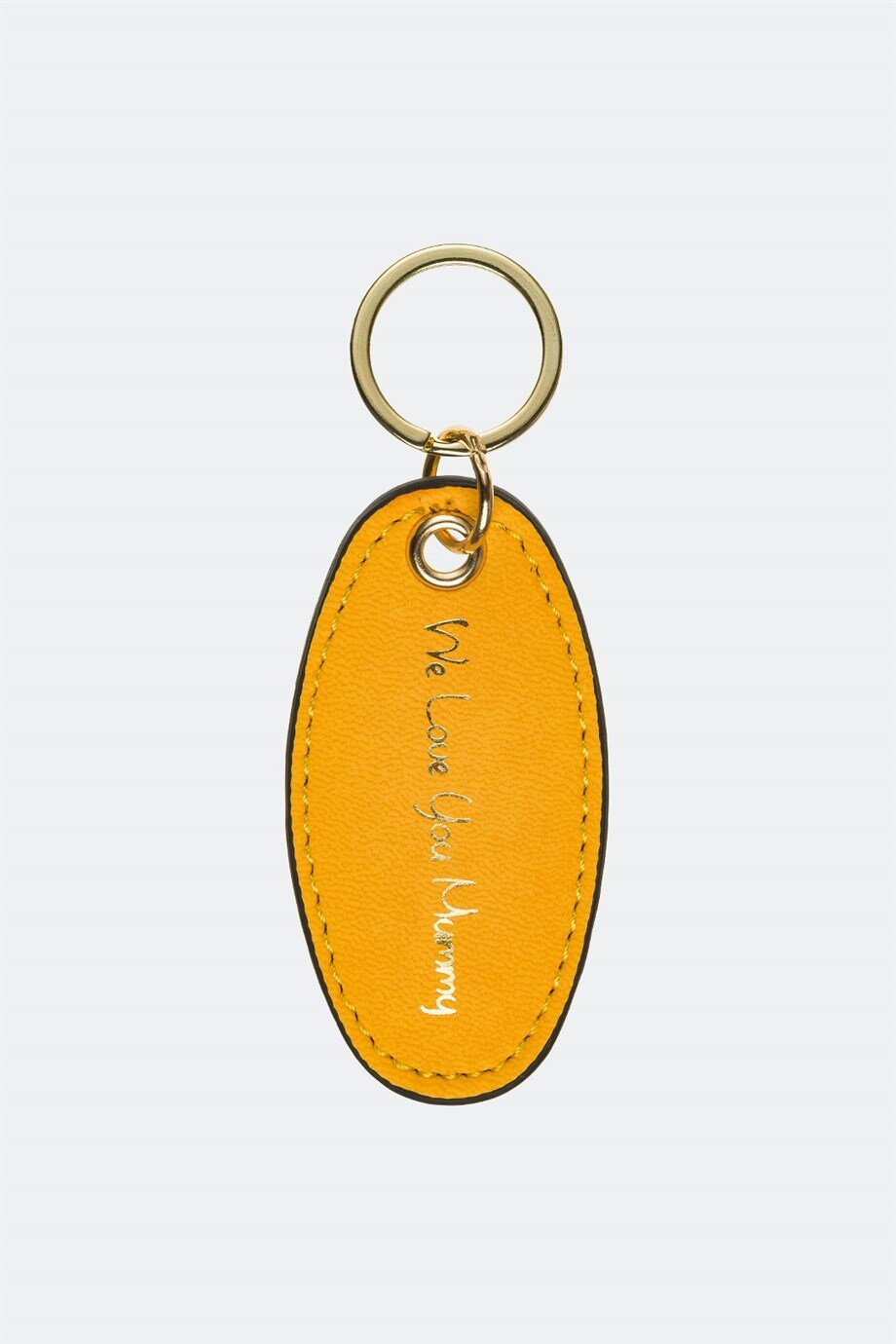 Case Look Leather Mustard Yellow Metal Keychain 03