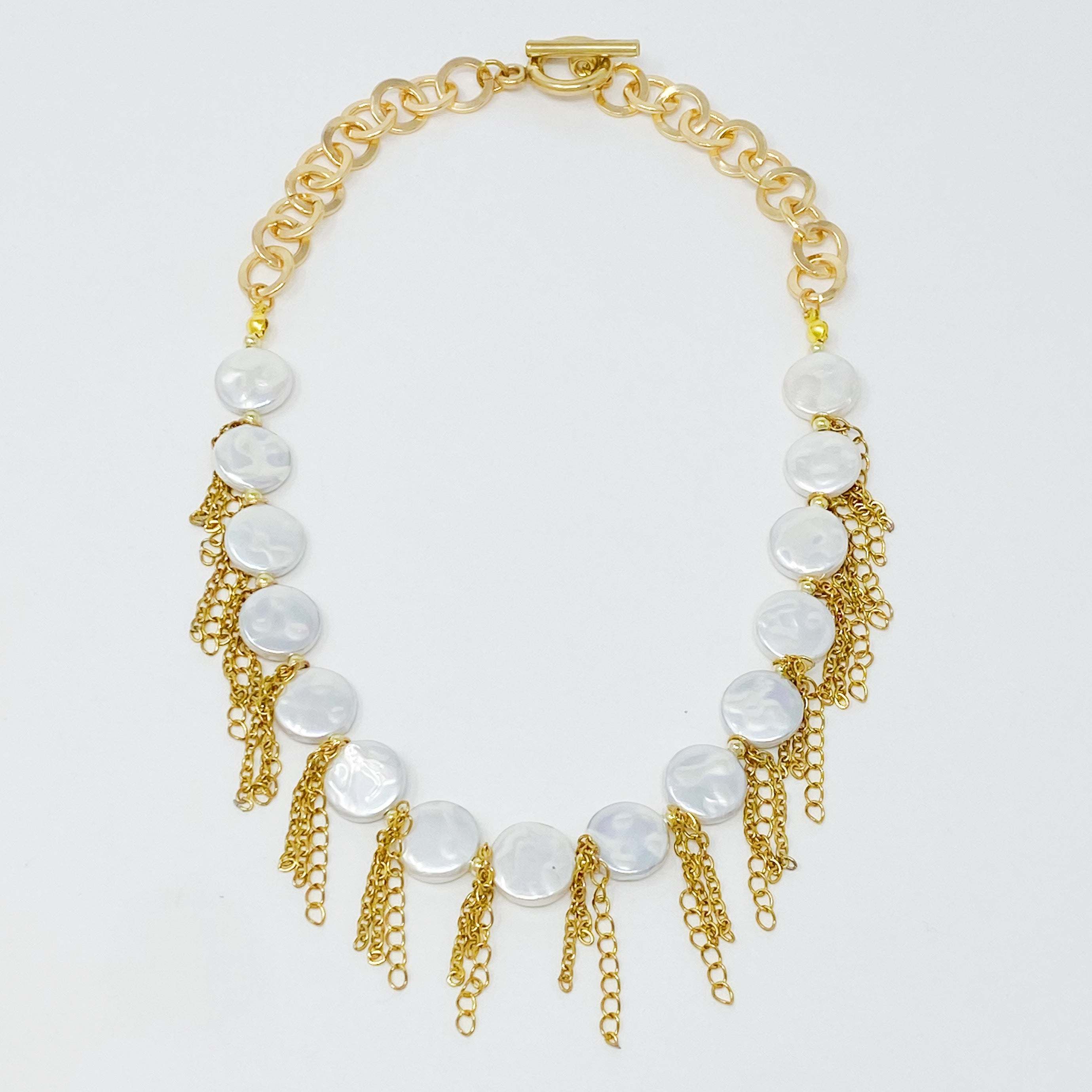 Chain Fringe Shell Pearl Necklace