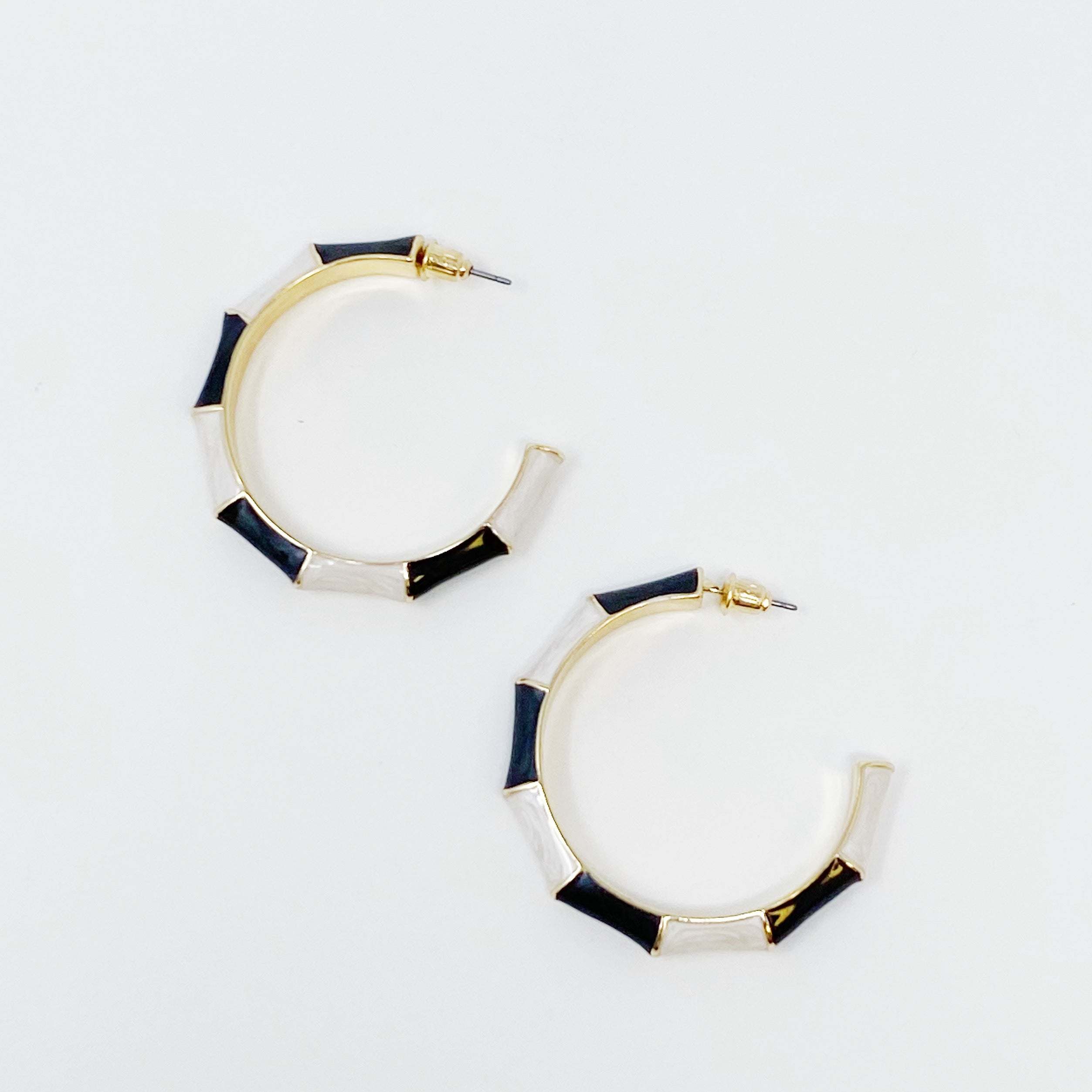 Color Block Bamboo Hoop Earrings