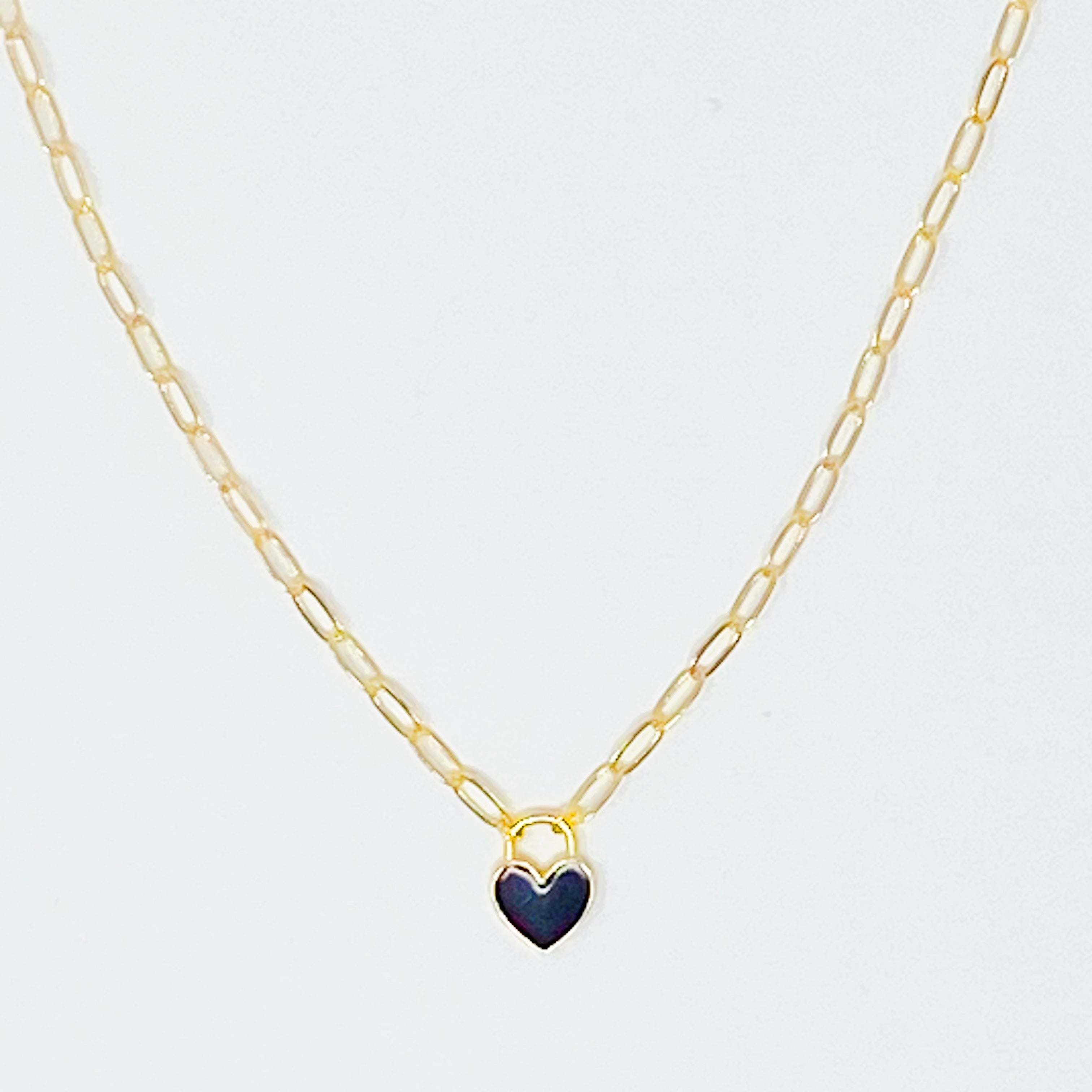 Colored & Locked Heart Necklace