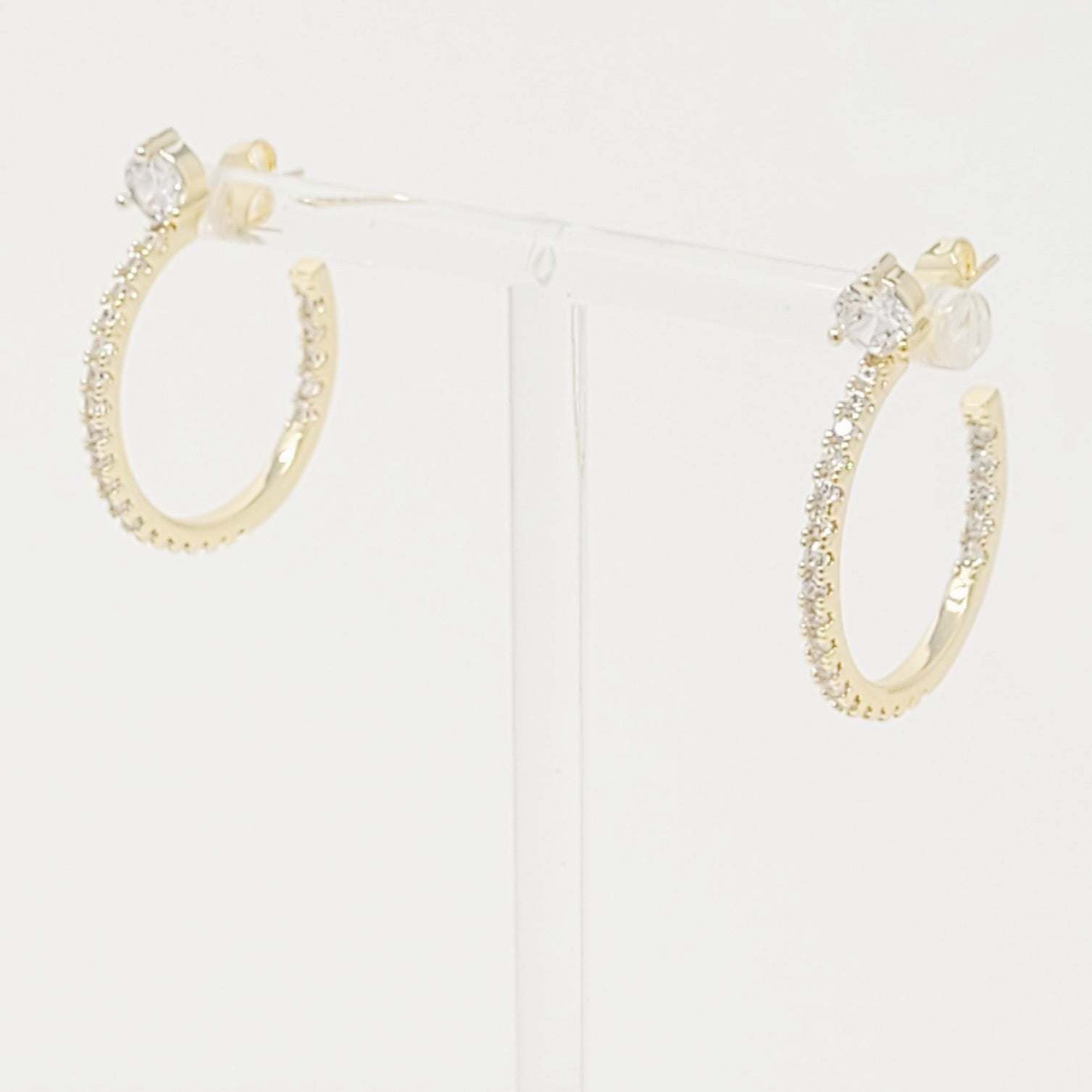 Diamond On Top Hoop Earrings