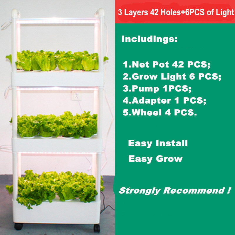 Herb Garden Hydroponic Growing System with LED Grow Lights,3 Layers  42 Pods Indoor Planter Kit for Leaf Vegetables,Strawberry,Cherry Tomato