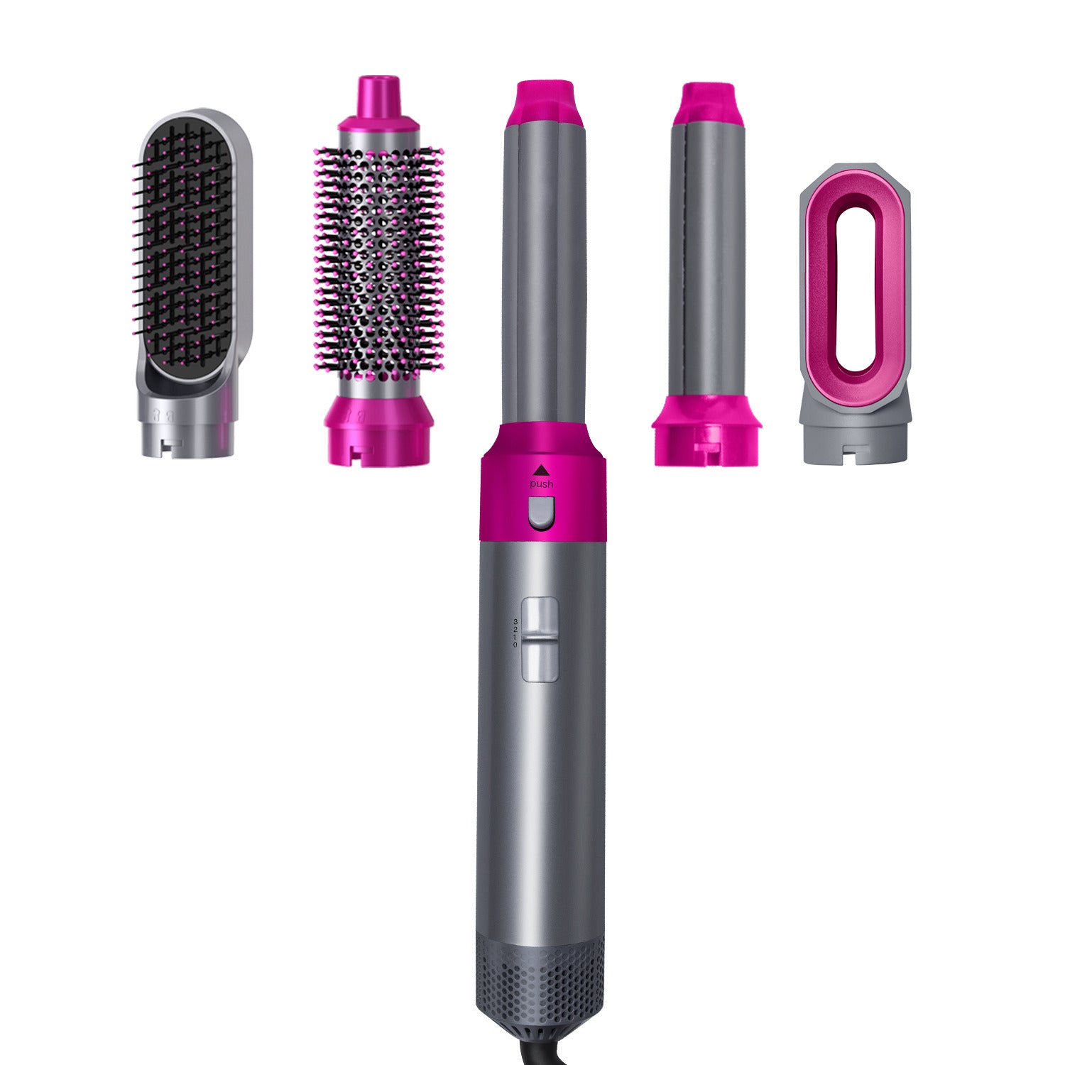 Hair Dryer Brush, 5 in 1 One Step Professional Hot Air Brush Set for Fast Drying, Curling Drying, Straightening Combing, Hair Styler [Ceramic Coating] [Negative Ion] 110000 RPM (Grey+Red)