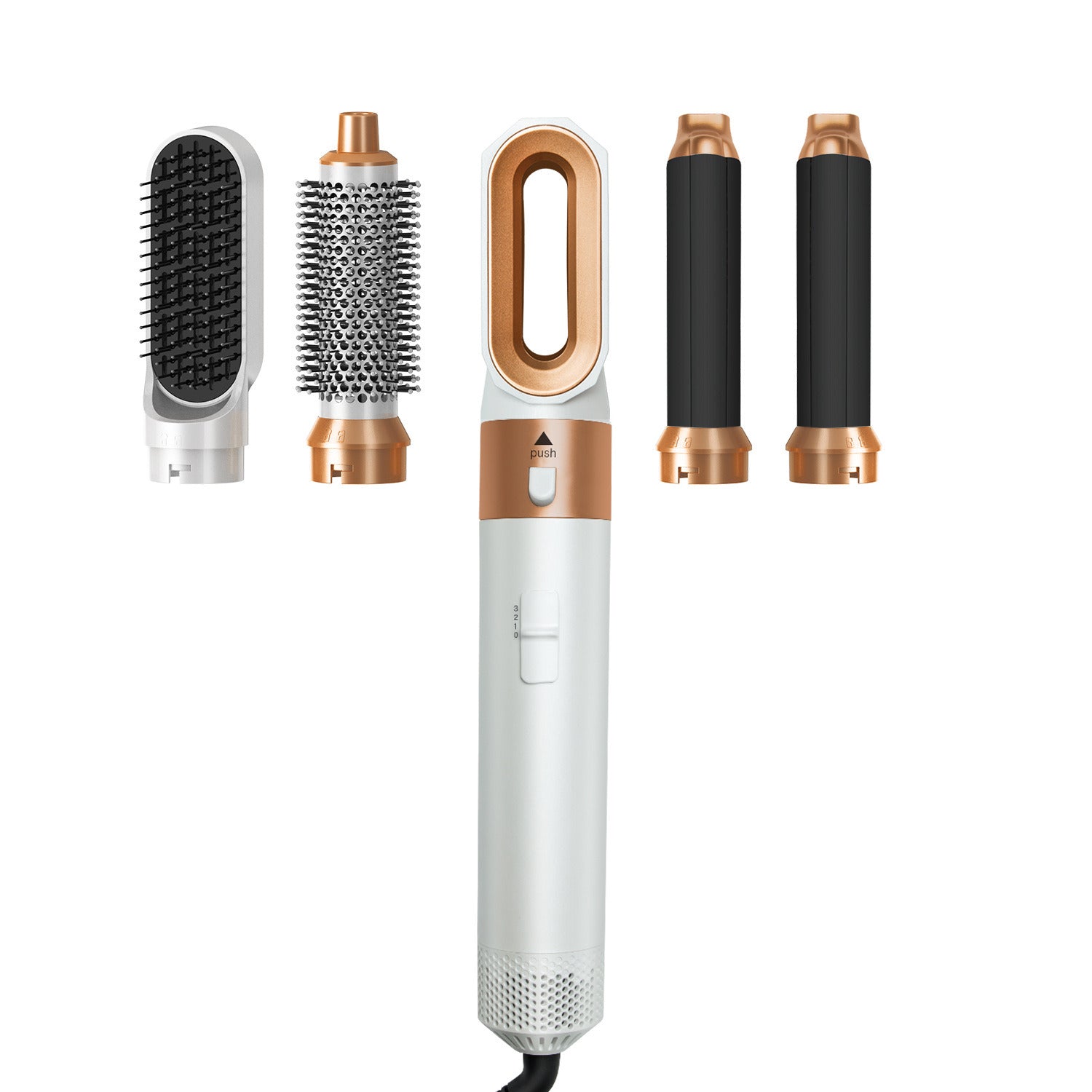 Hair Dryer Brush, 5 in 1 One Step Professional Hot Air Brush Set for Fast Drying, Curling Drying, Straightening Combing, Hair Styler [Ceramic Coating] [Negative Ion] 110000 RPM (Grey+Red)