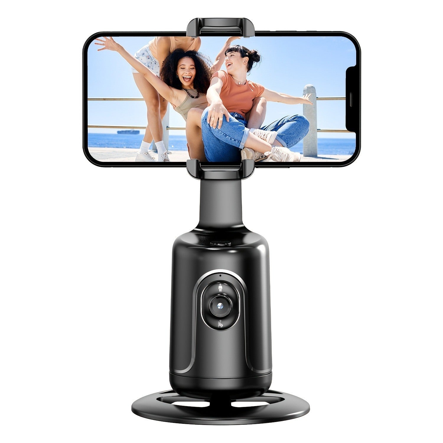 Auto Face Tracking Tripod - 360° Rotation Auto Tracking Phone Holder, No App, Phone Camera Mount with Remote and Gesture Control, Rechargeable Smart S