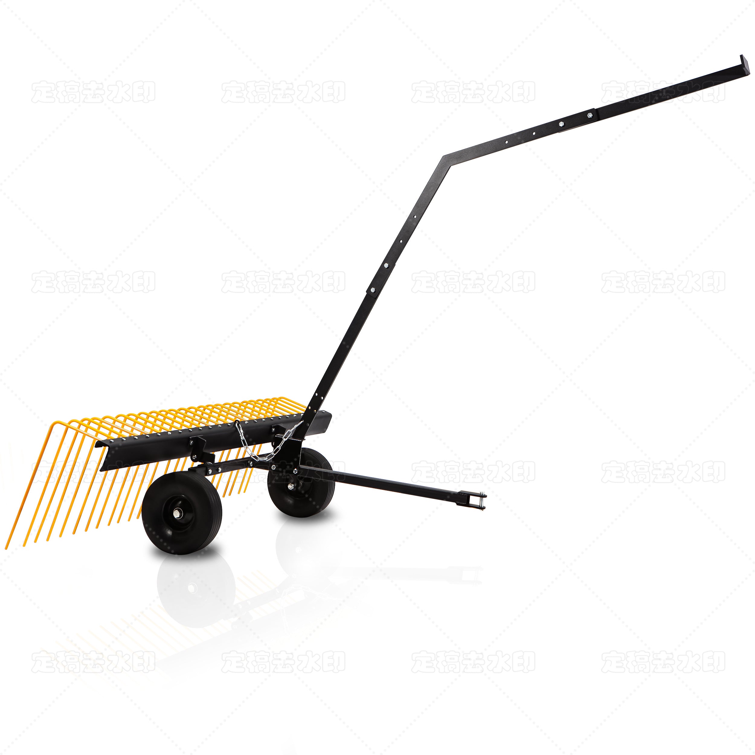Pine Straw Rake ATV Rake Tow 60 Inch Heavy Duty Durable Steel Landscape ATV Rake Tow Behind with Lift Handle Wheels 17 Spring Steel Hitch for ATV UTV or Tractor Pine Straw Leaves Grass (60 inch)
