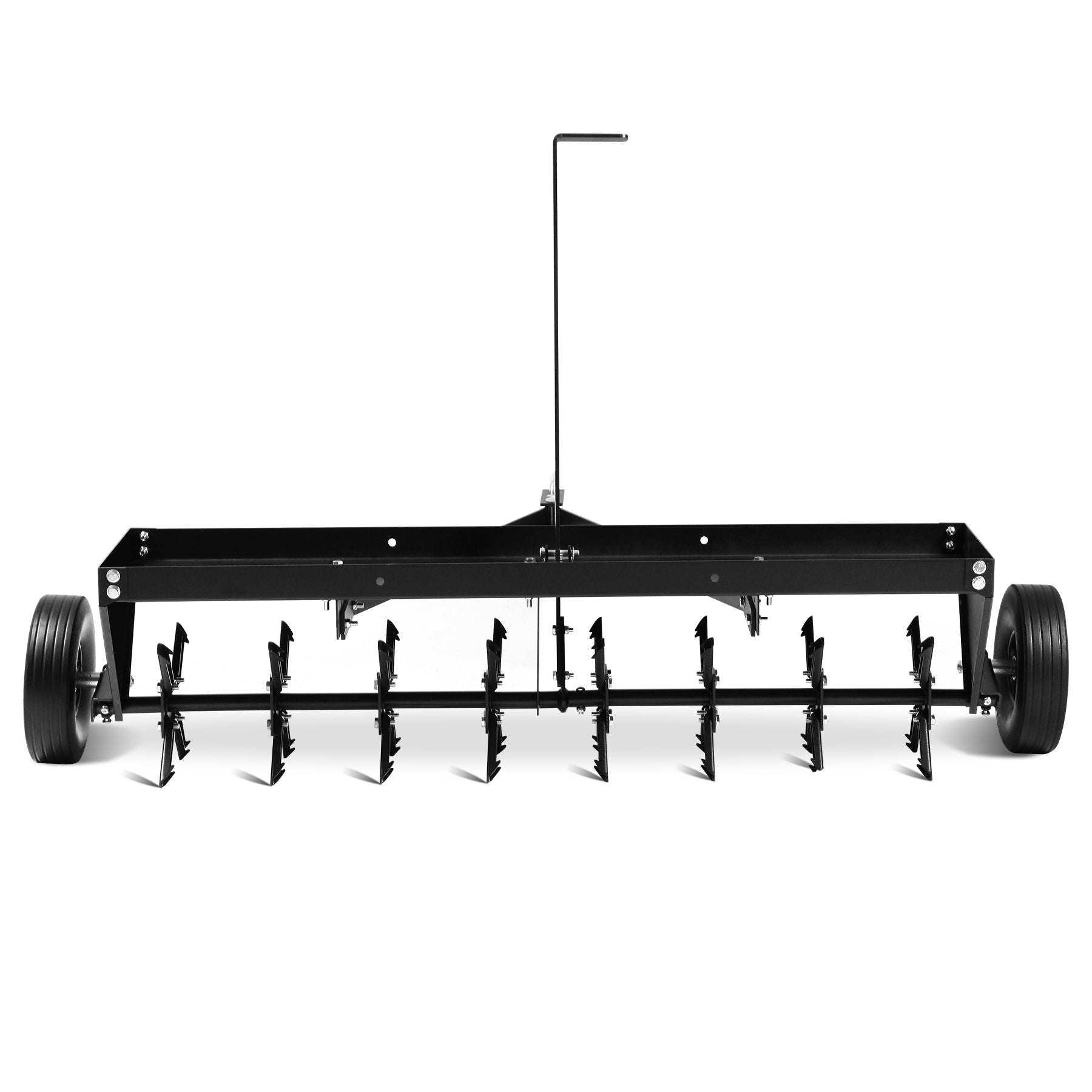 48 inch Tow Behind Plug Aerator with Universal Hitch, Black, Large