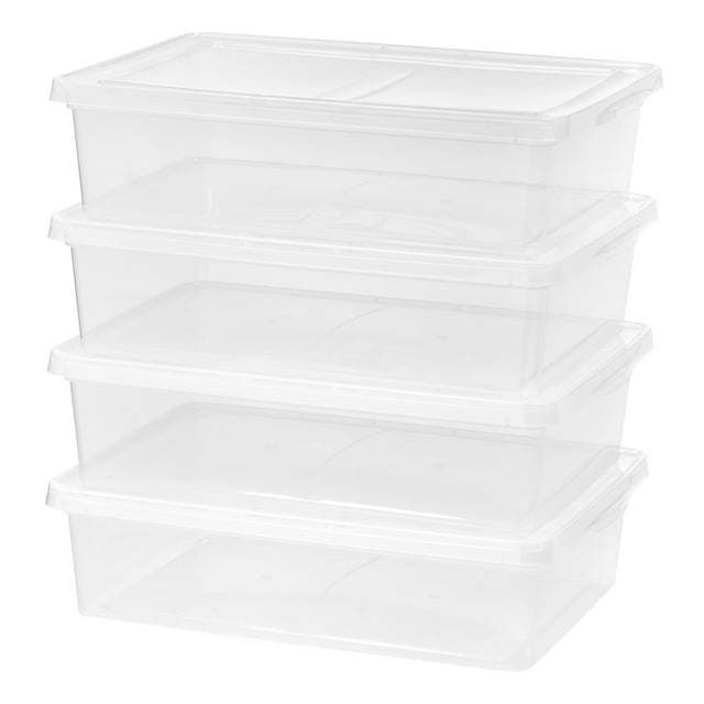 28 Qt. (7 gal.) Under Bed Plastic Storage Box, Clear, Set of 4