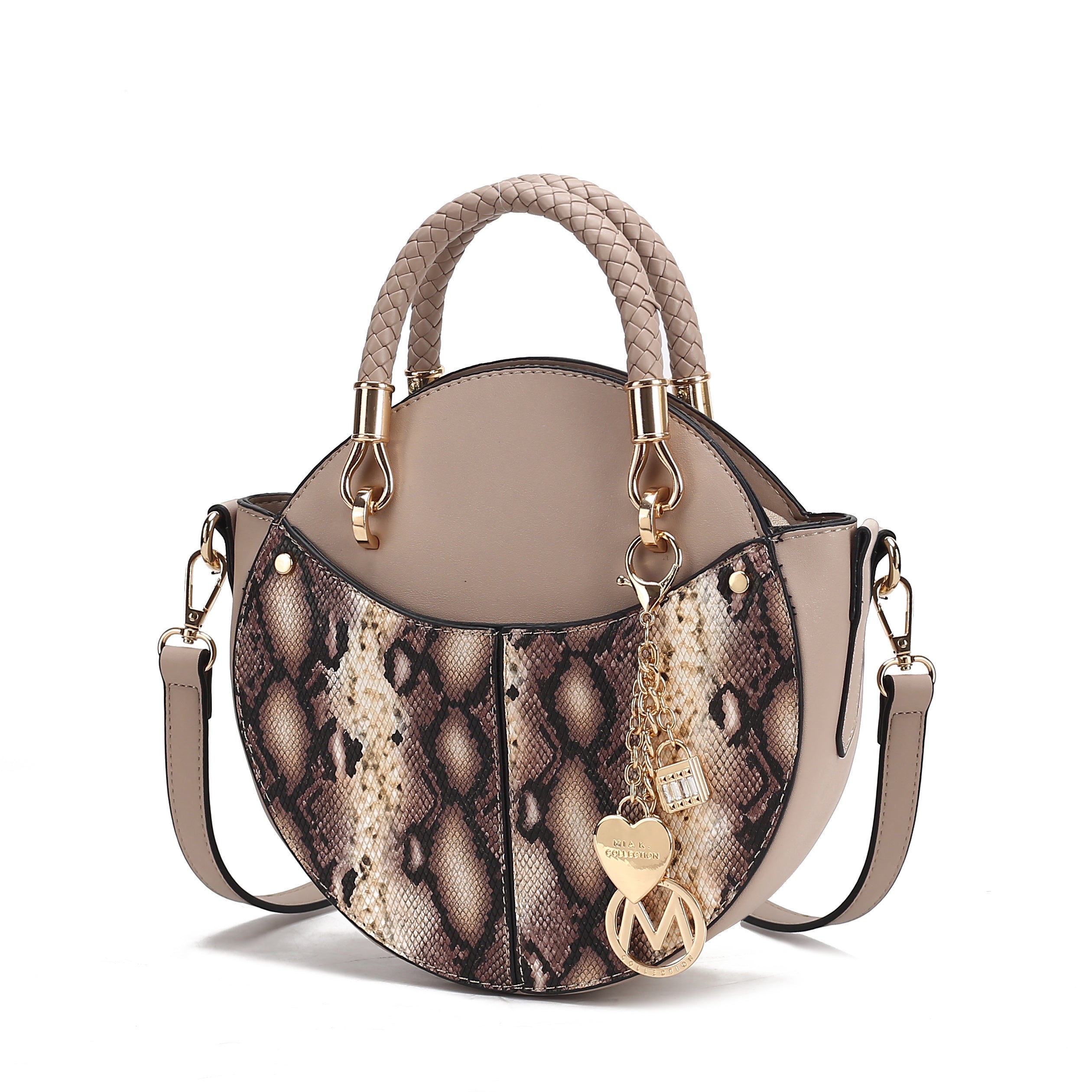 Camille Faux Snakeskin Vegan Leather Women Round Crossbody Bag