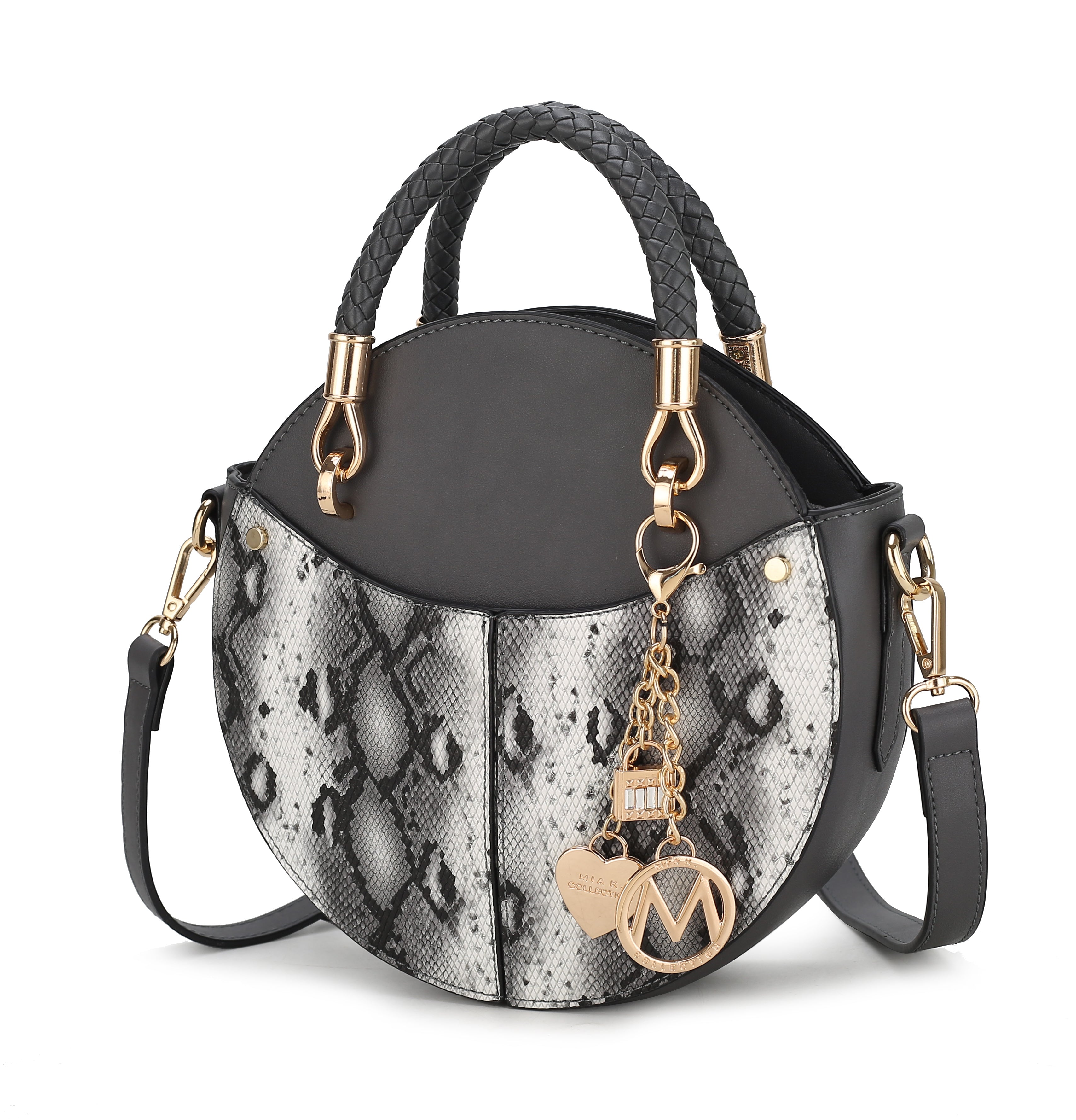 Camille Faux Snakeskin Vegan Leather Women Round Crossbody Bag