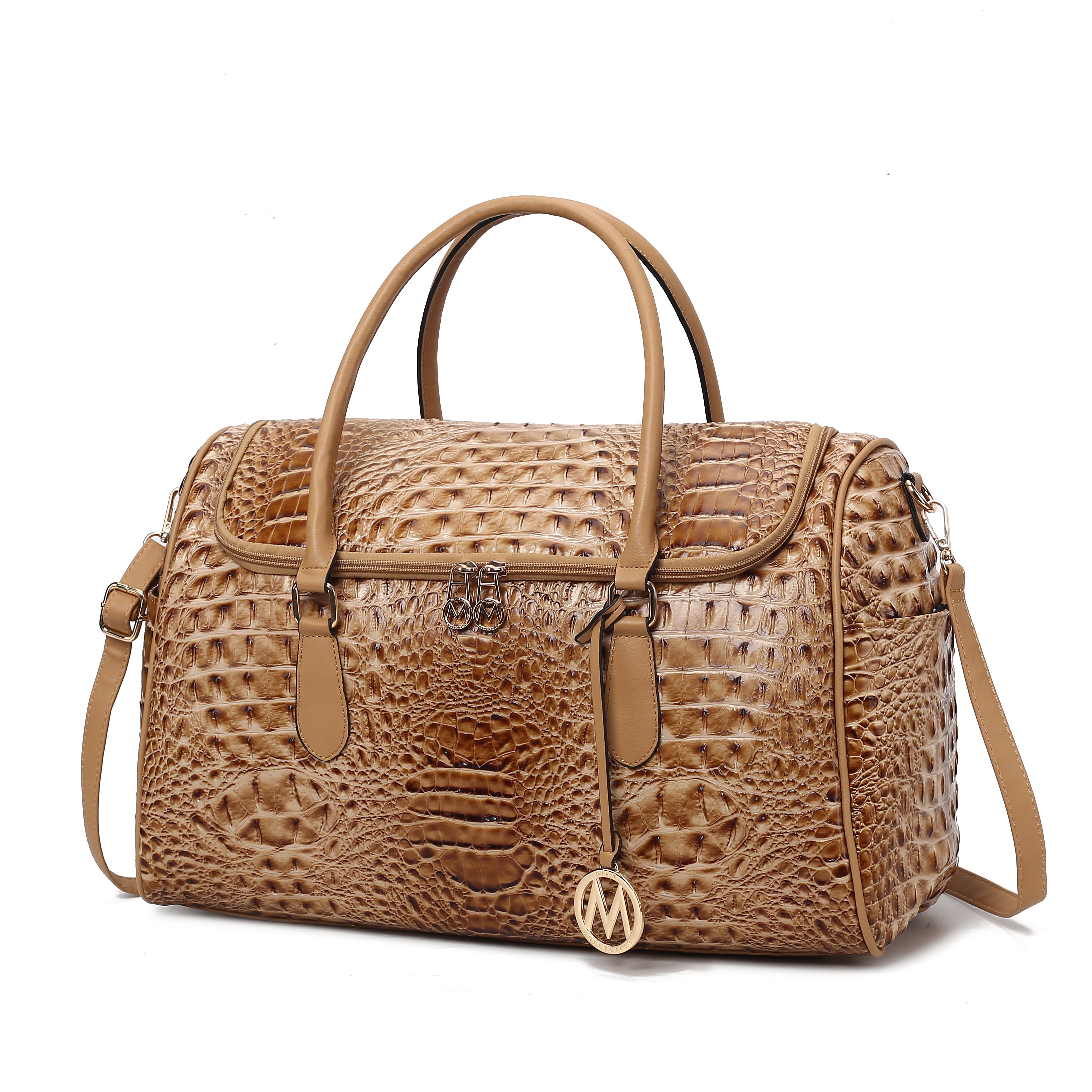 Rina Crocodile Embossed Vegan Leather Women Duffle Bag