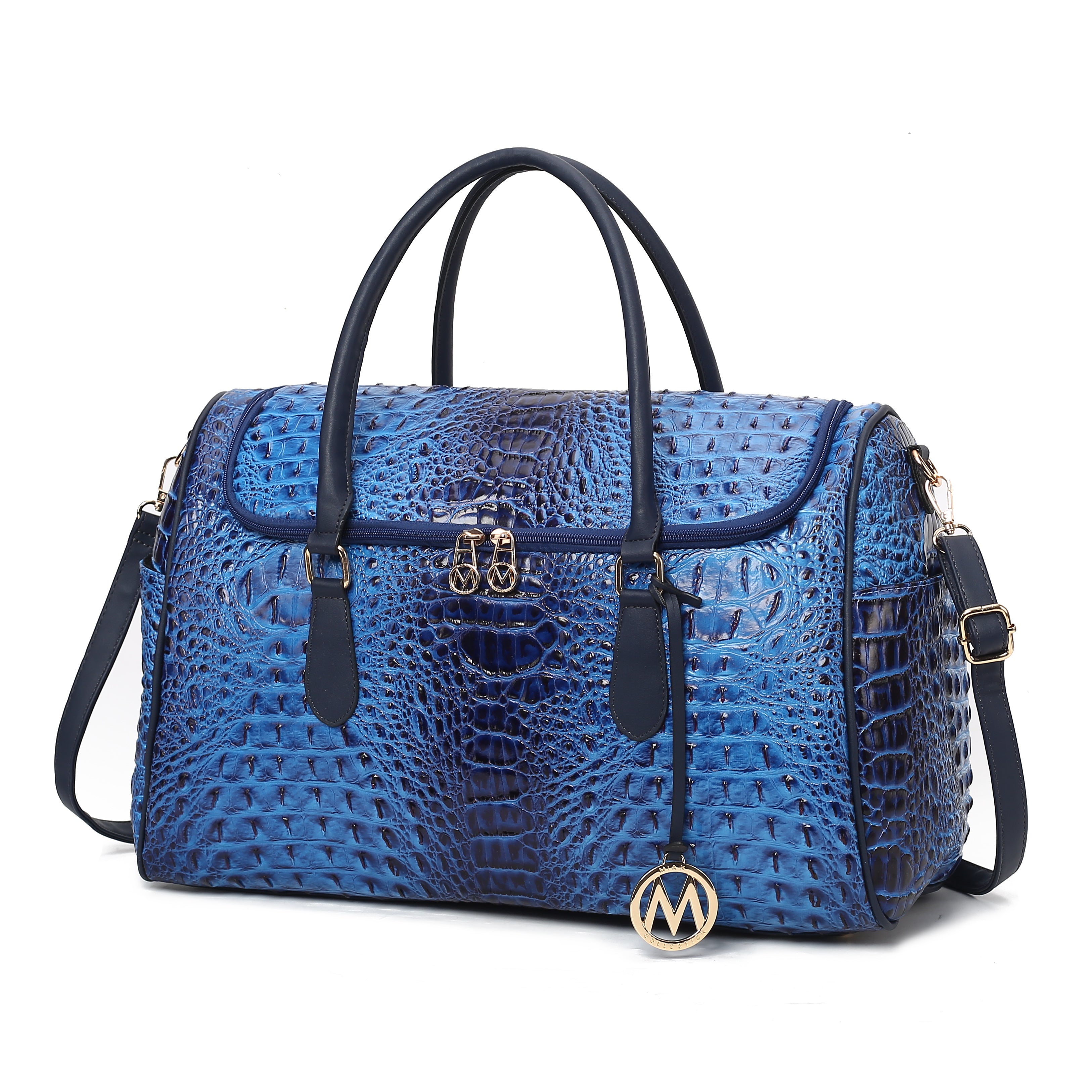 Rina Crocodile Embossed Vegan Leather Women Duffle Bag