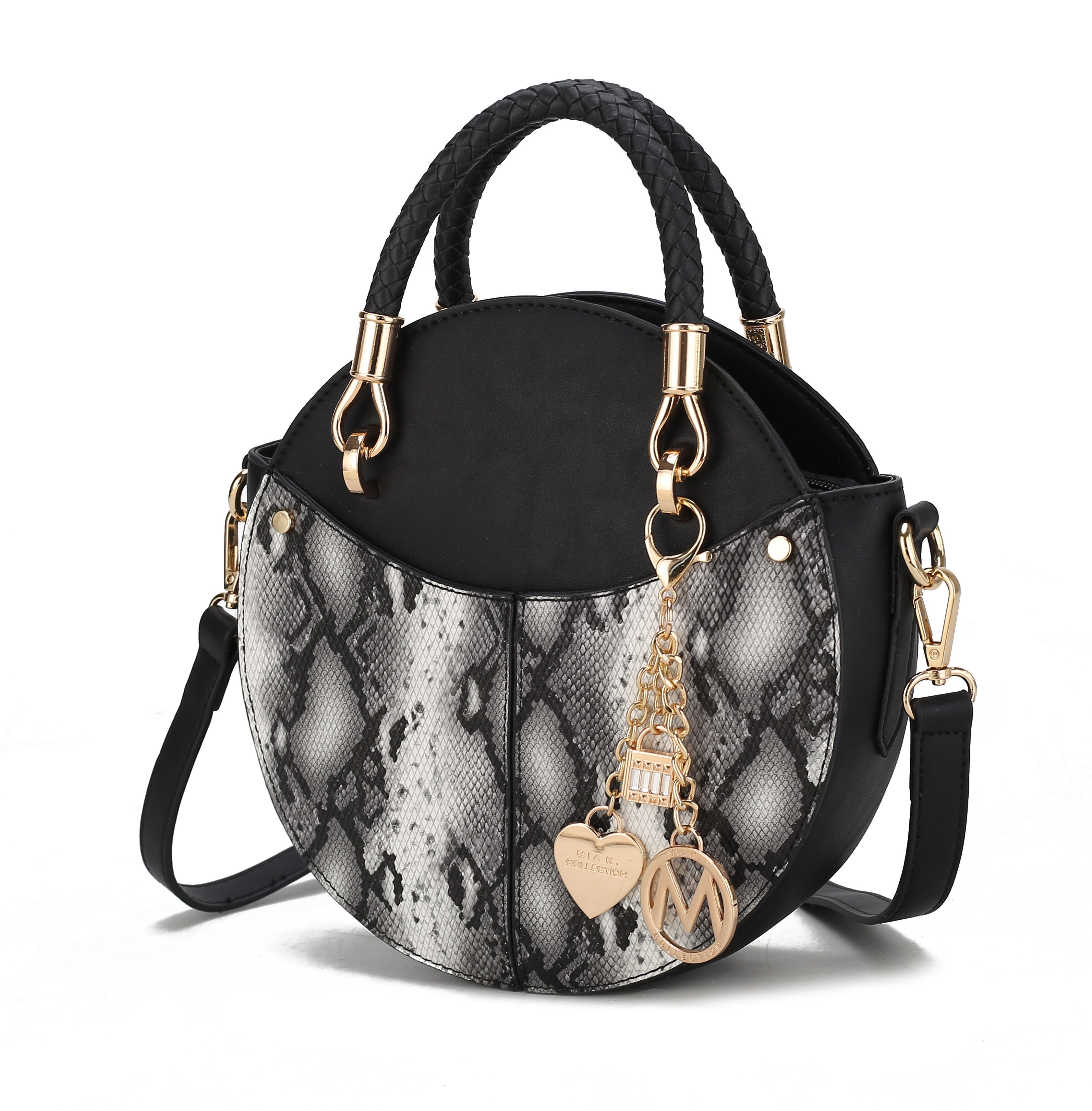 Camille Faux Snakeskin Vegan Leather Women Round Crossbody Bag