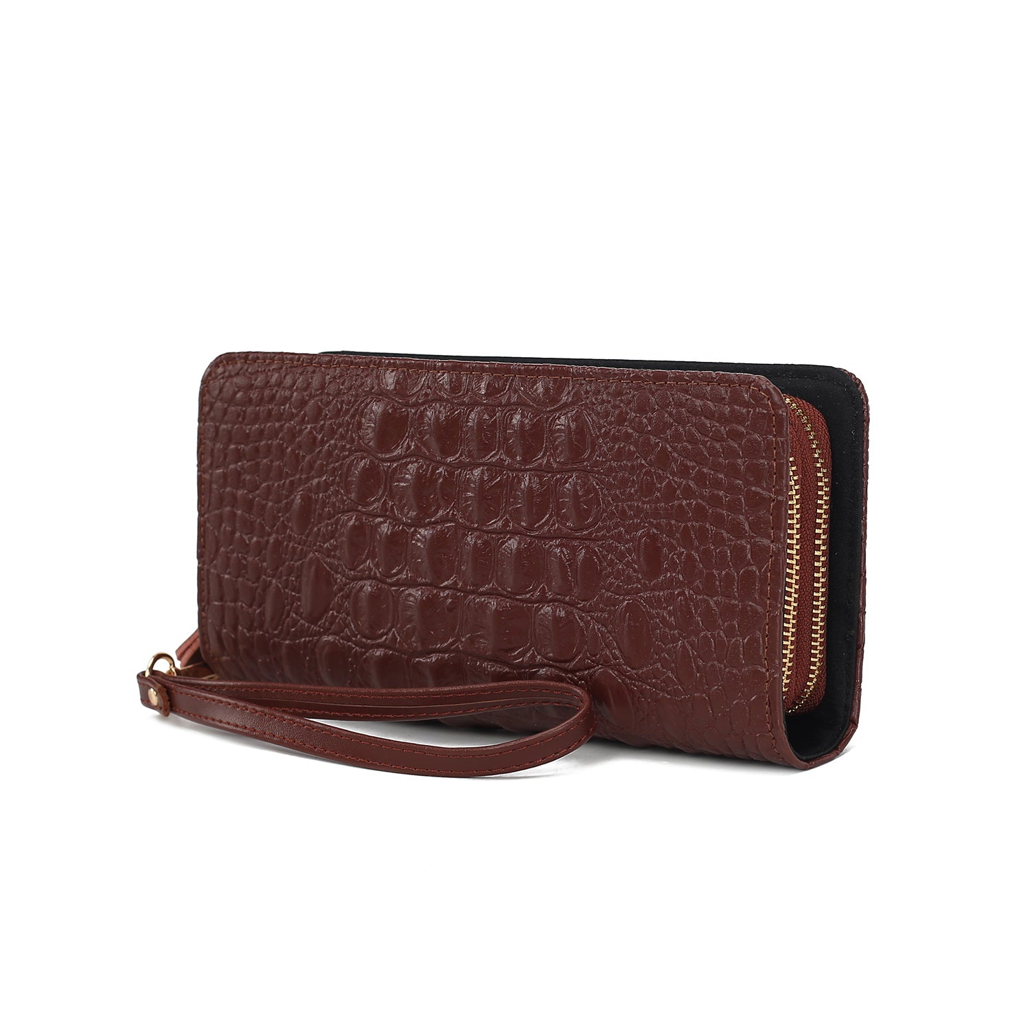 Eve Genuine Leather Crocodile Embossed Women Wristlet Wallet