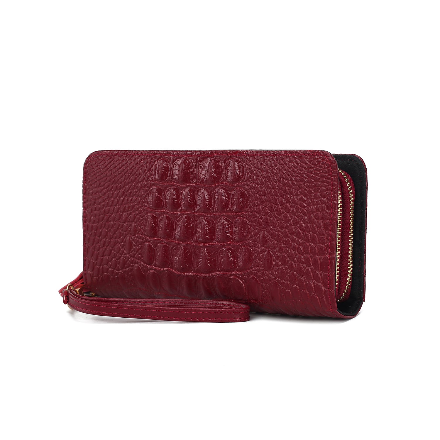 Eve Genuine Leather Crocodile Embossed Women Wristlet Wallet