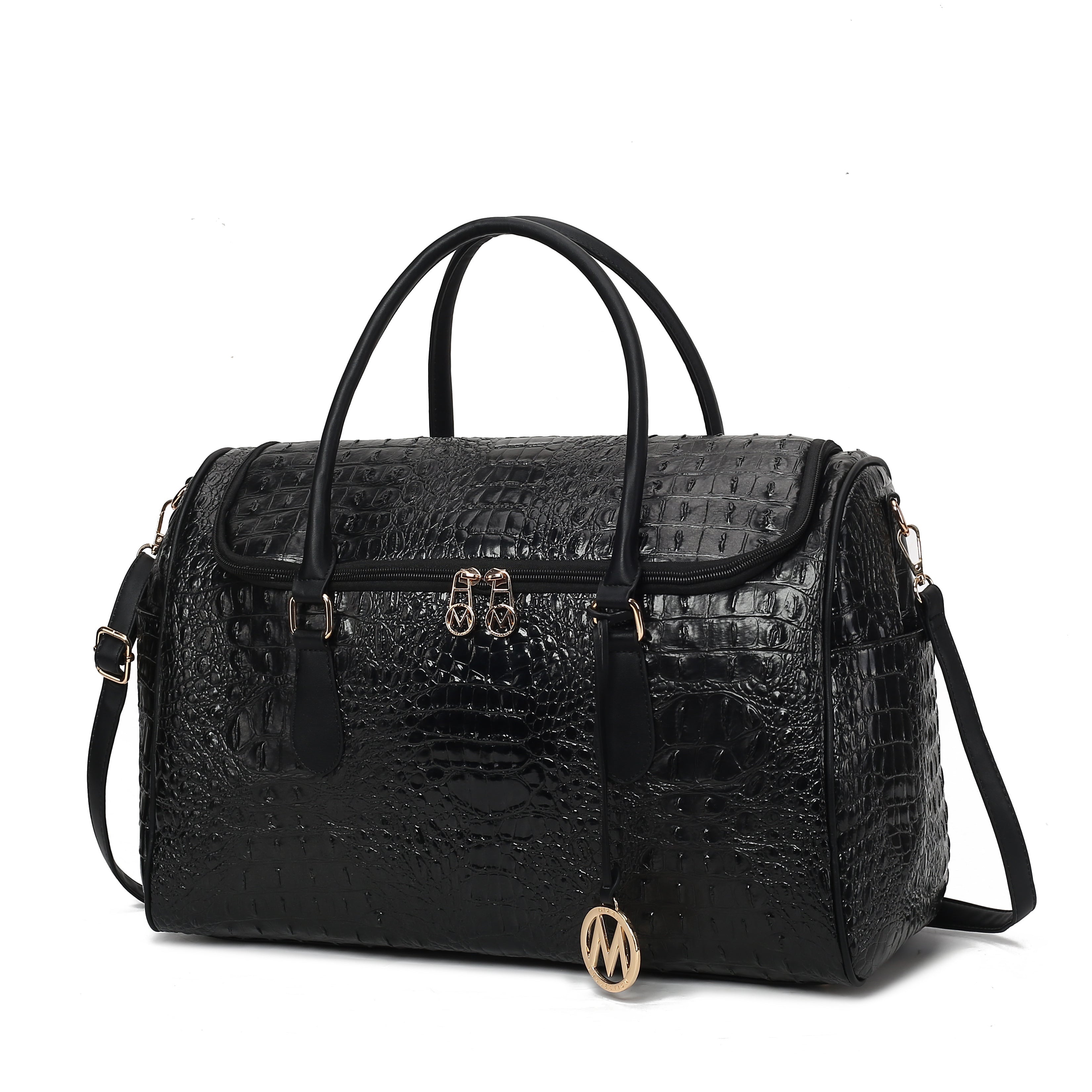 Rina Crocodile Embossed Vegan Leather Women Duffle Bag