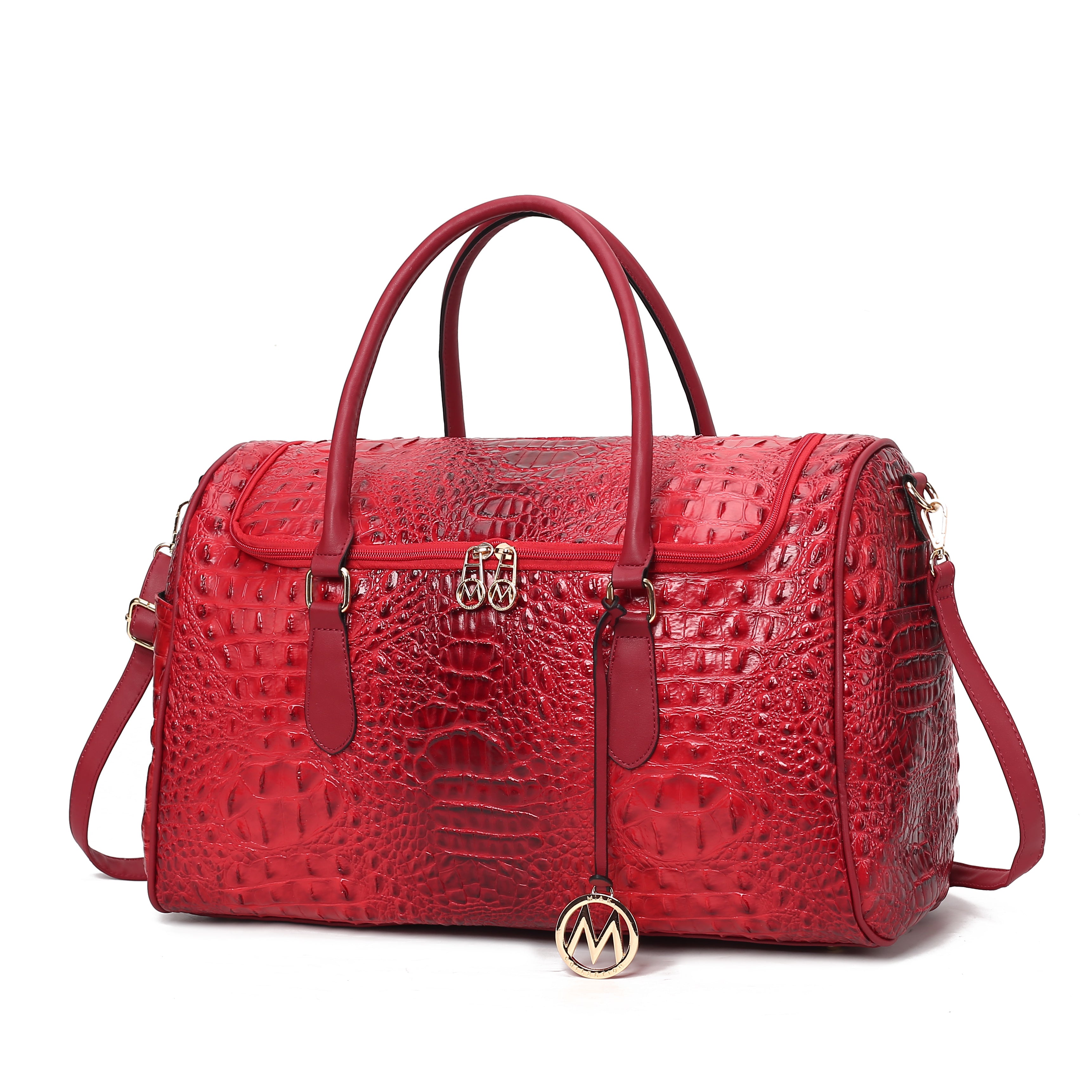 Rina Crocodile Embossed Vegan Leather Women Duffle Bag