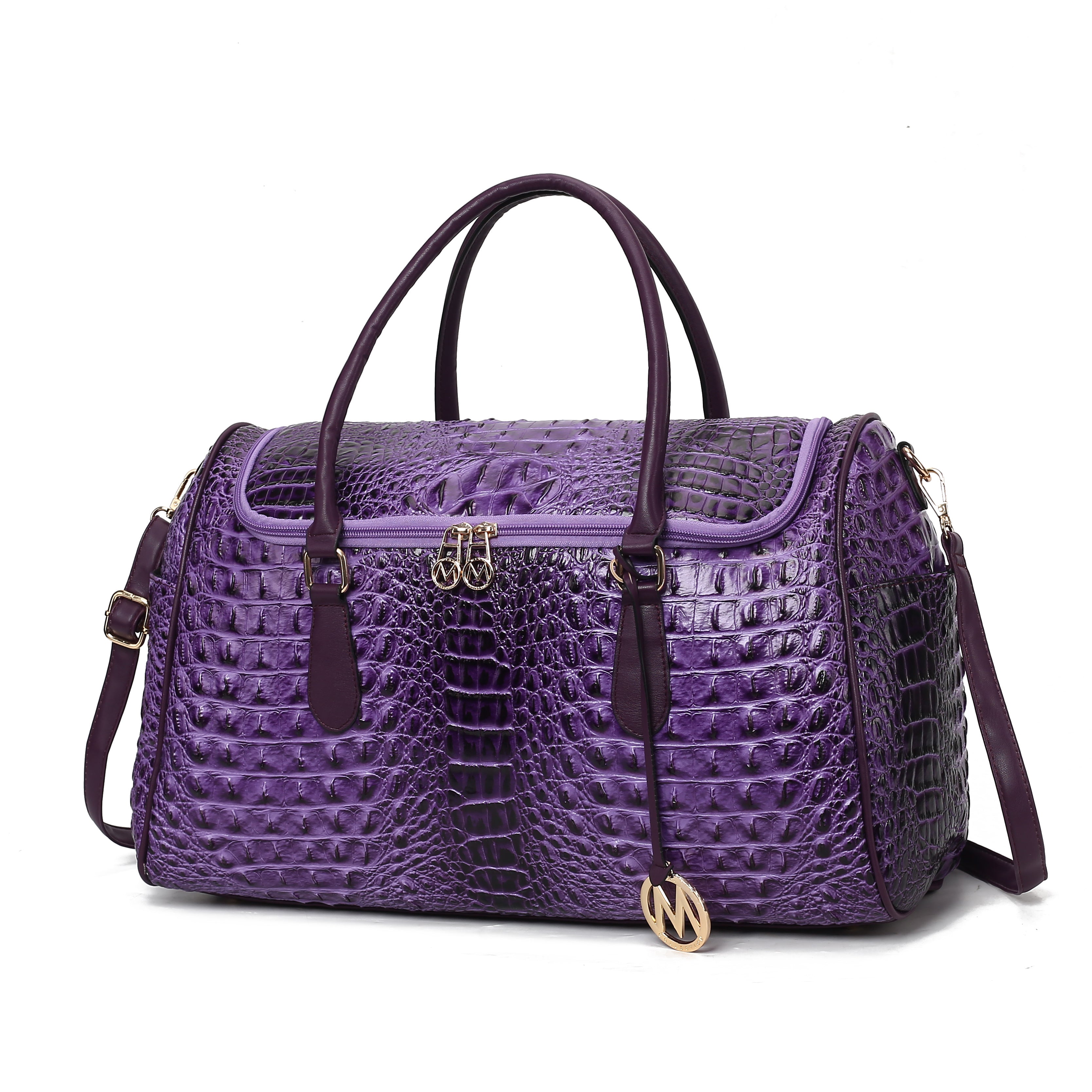 Rina Crocodile Embossed Vegan Leather Women Duffle Bag