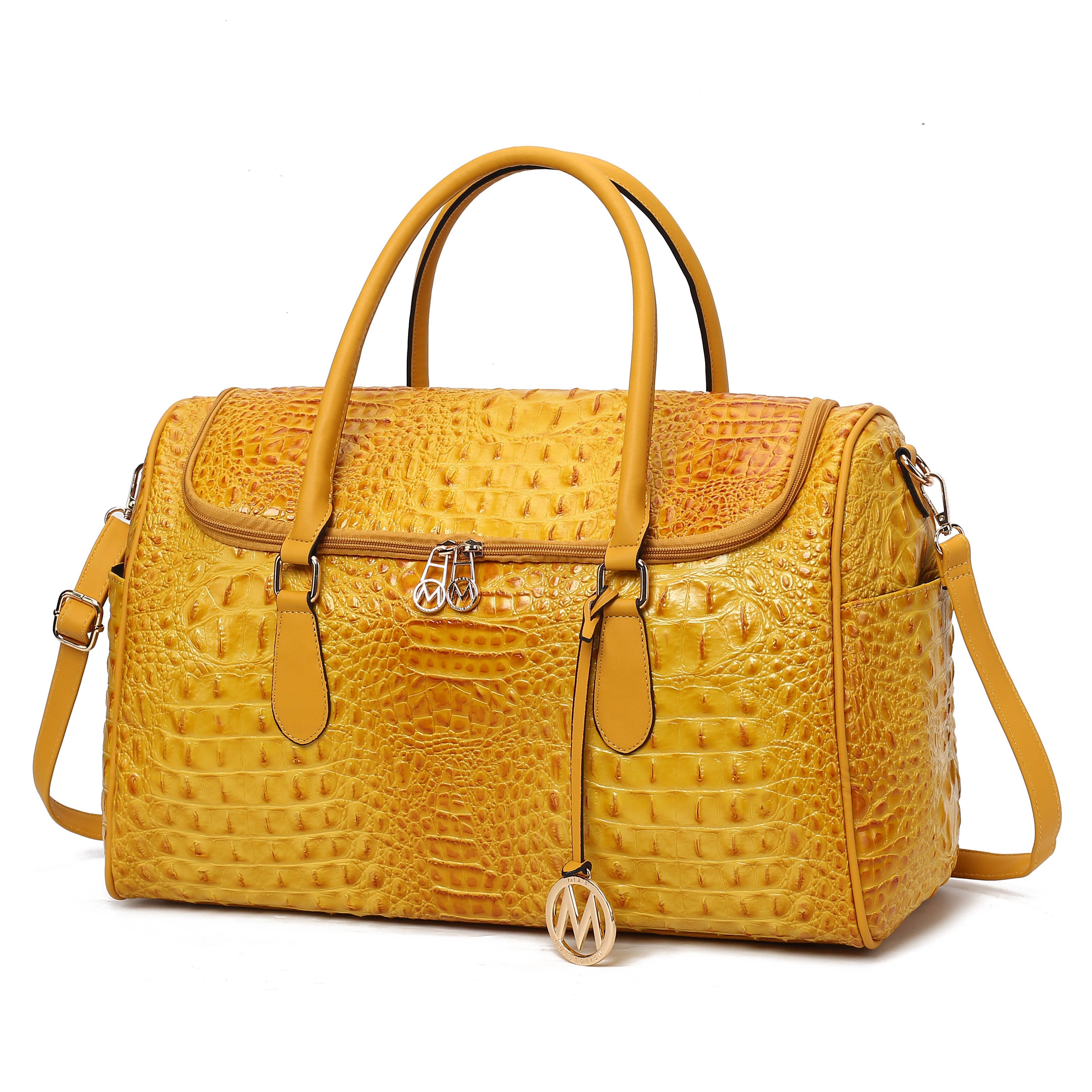 Rina Crocodile Embossed Vegan Leather Women Duffle Bag