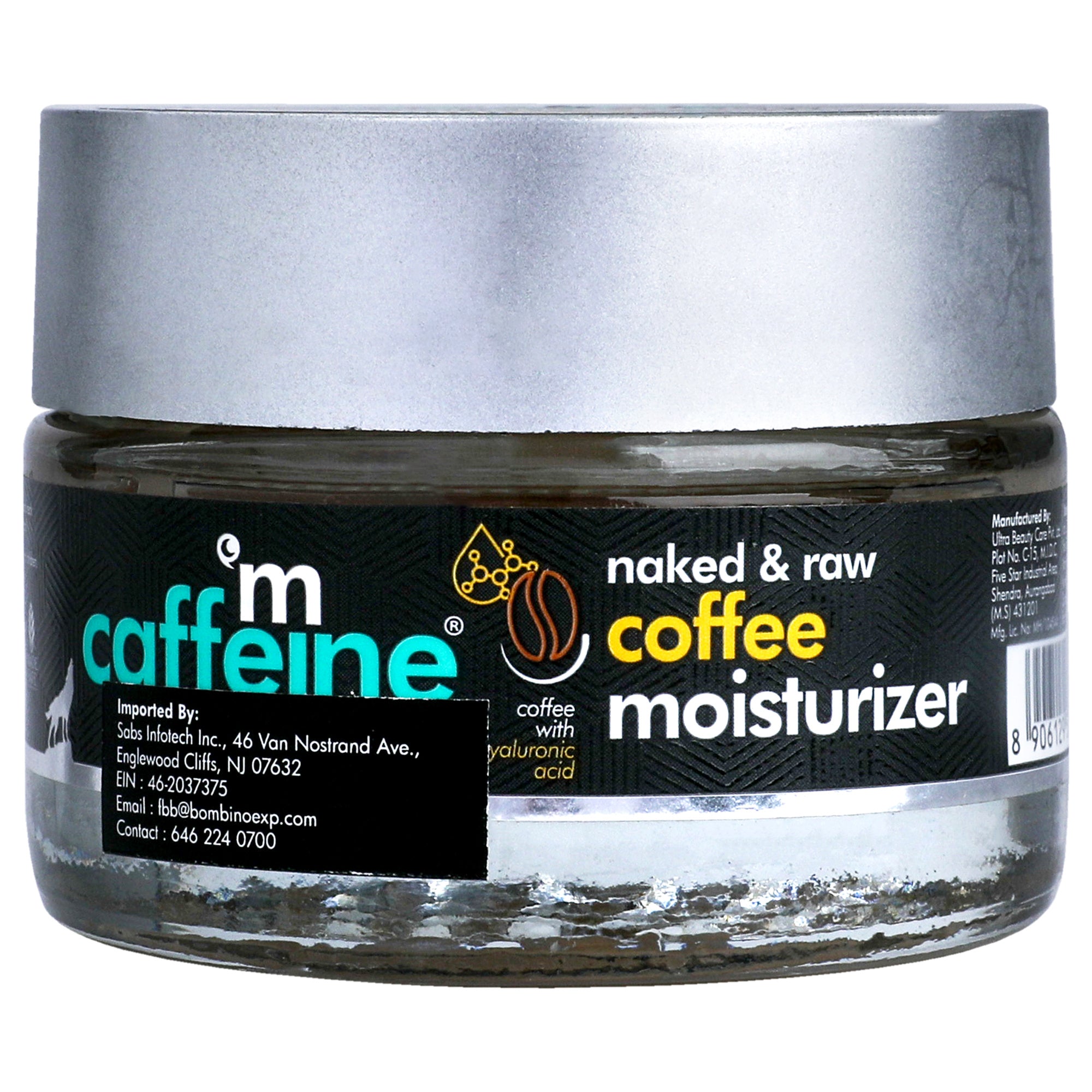 Naked and Raw Coffee Moisturizer - Hyaluronic Acid - Oil Free Hydration by mCaffeine for Unisex - 1.69 oz Moisturizer