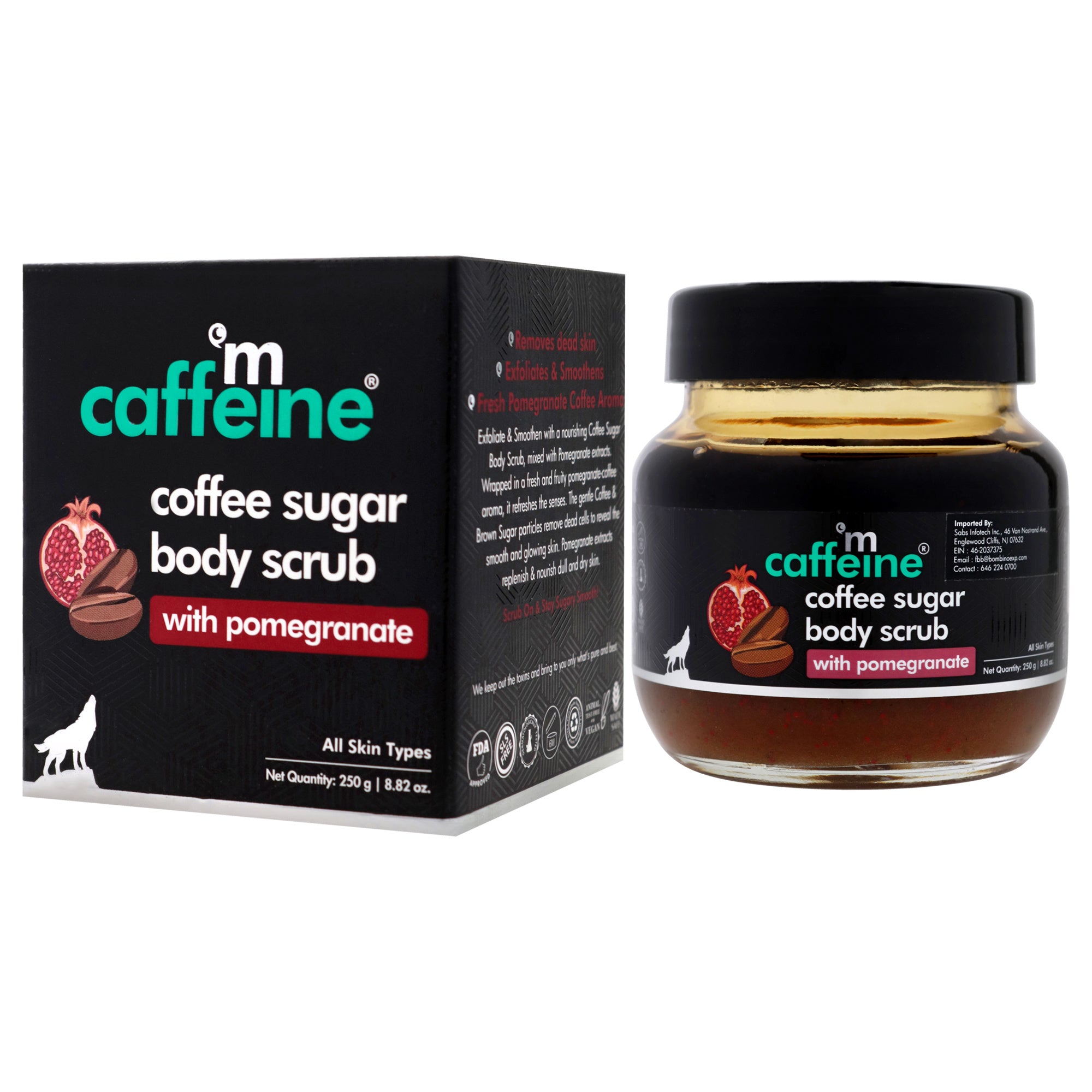 Coffee Sugar Body Scrub - Pomegranate - All Skin Types by mCaffeine for Unisex - 8.82 oz Scrub